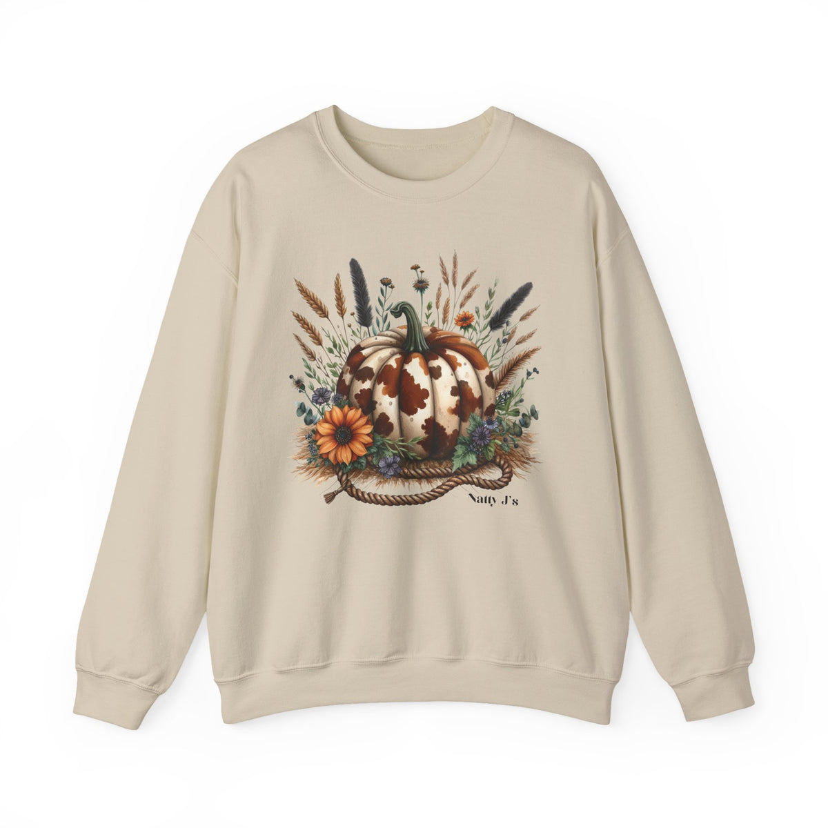 Cow Print Pumpkin Fall Floral Sweatshirt