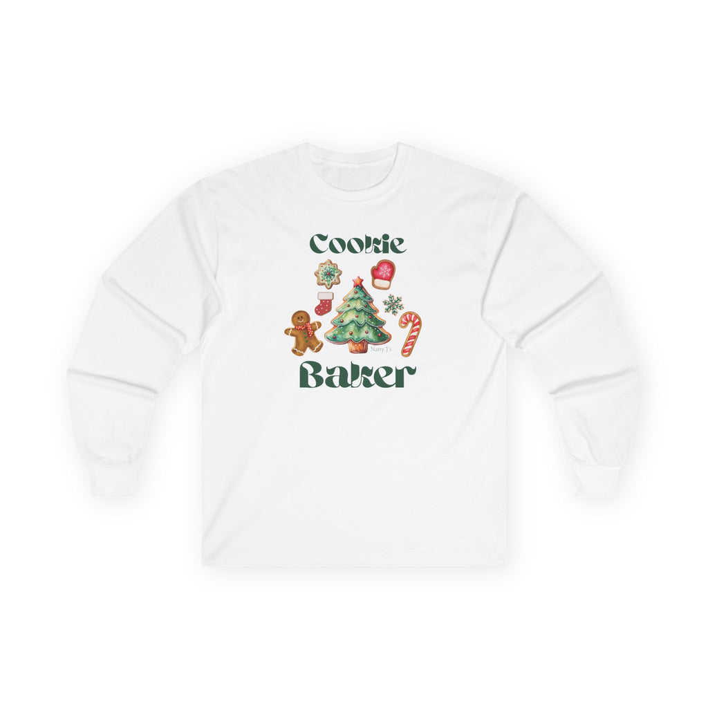 Cookie Baker Long Sleeve Tee, Festive Holiday Apparel, Gift for Bakers, Christmas Shirt, Cozy Winter Wear, Baking Gift