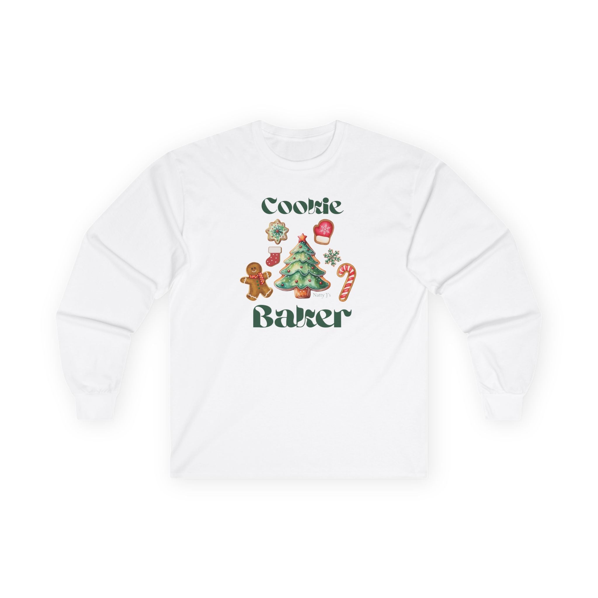 Cookie Baker Long Sleeve Tee, Festive Holiday Apparel, Gift for Bakers, Christmas Shirt, Cozy Winter Wear, Baking Gift