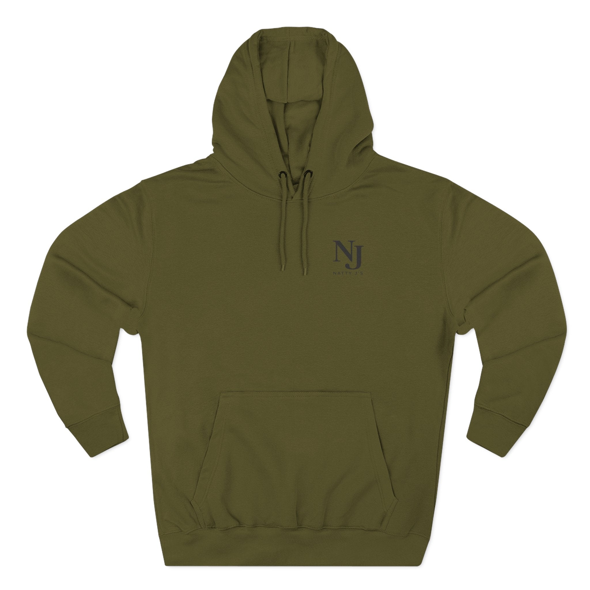 Green hoodie with a logo on a white background