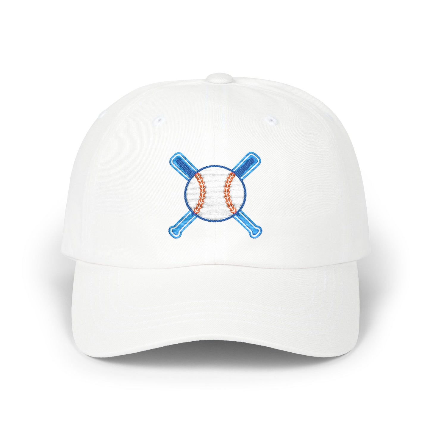 Embroidered Baseball Cap with Bat and Ball Design
