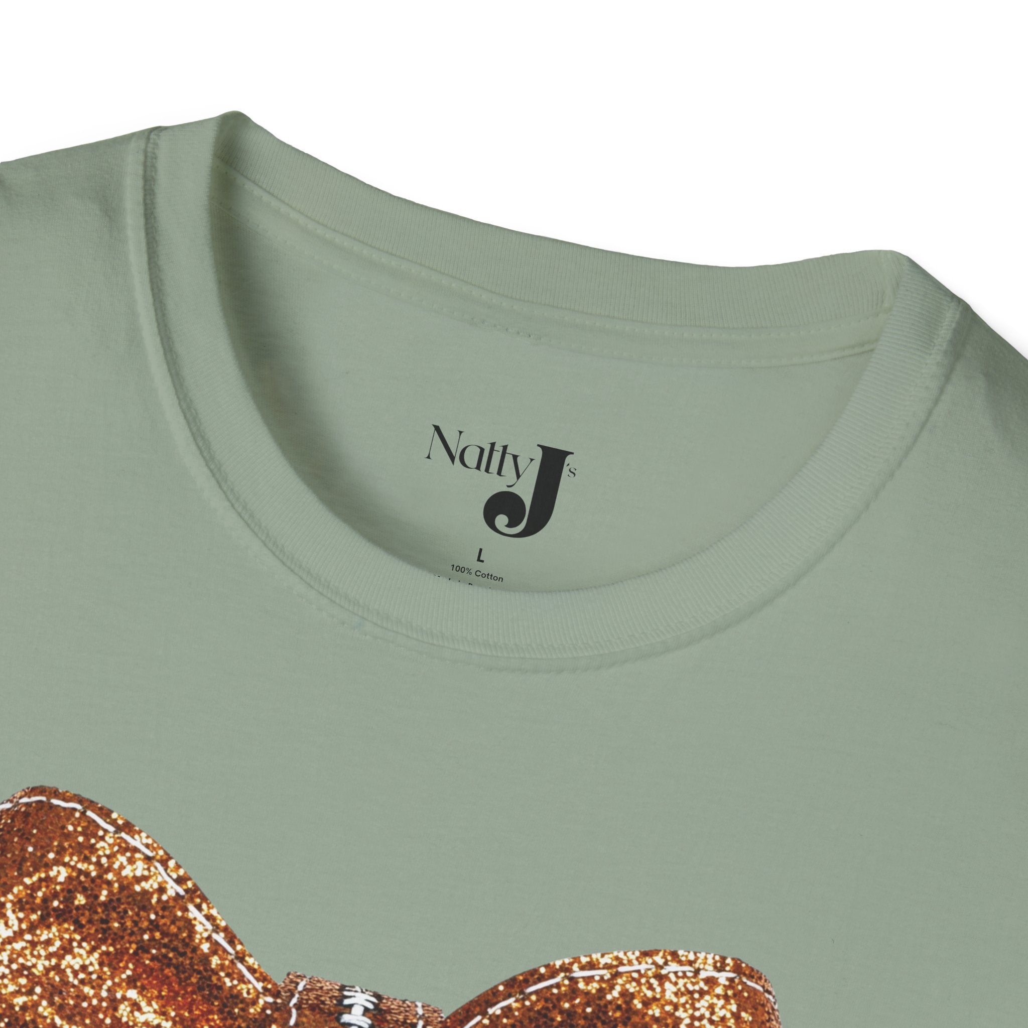 Sparkling Football Bow Womens Unisex Softstyle Cotton T-Shirt