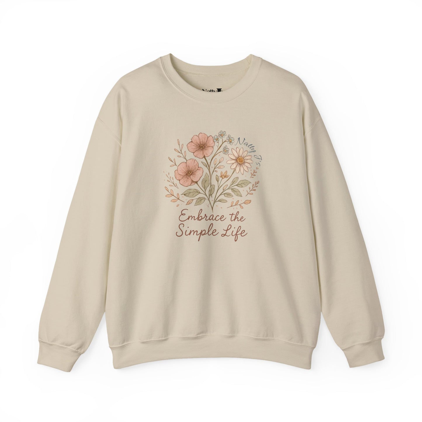 Embrace the Simple Life Sweatshirt – Floral Cottagecore Crewneck Pullover | Natty J’s Cozy Boutique Apparel