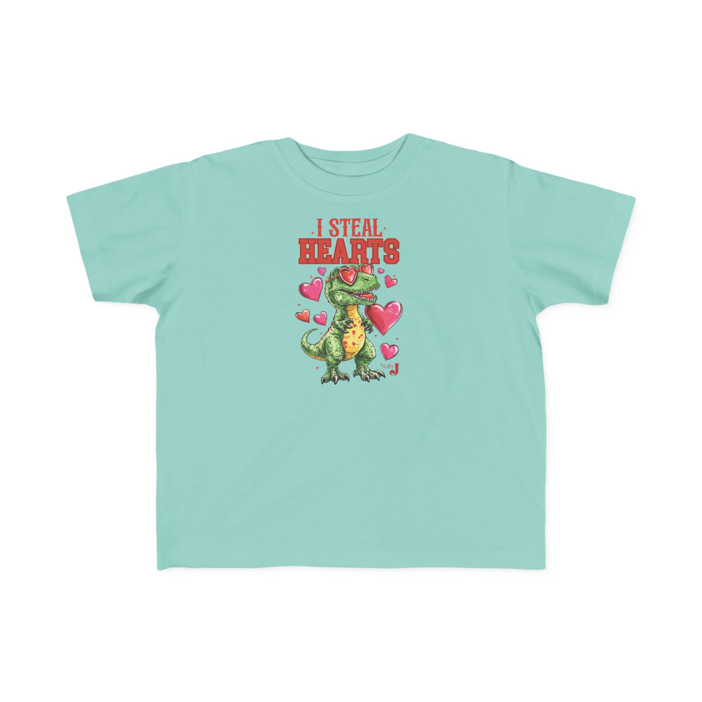 I Steal Hearts Toddler Shirt – Cute Valentine Dinosaur T-Shirt for Boys & Girls, Funny Valentine’s Day Outfit, Toddler Graphic Tee