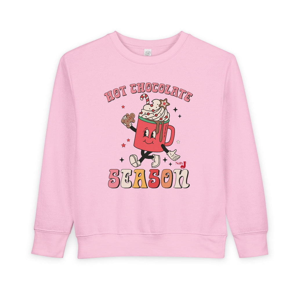 Toddler Hot Chocolate Season Sweatshirt – Cute Winter Cocoa Shirt for Kids – Christmas Hot Cocoa Graphic Crewneck – Cozy Holiday Outfit for Toddlers