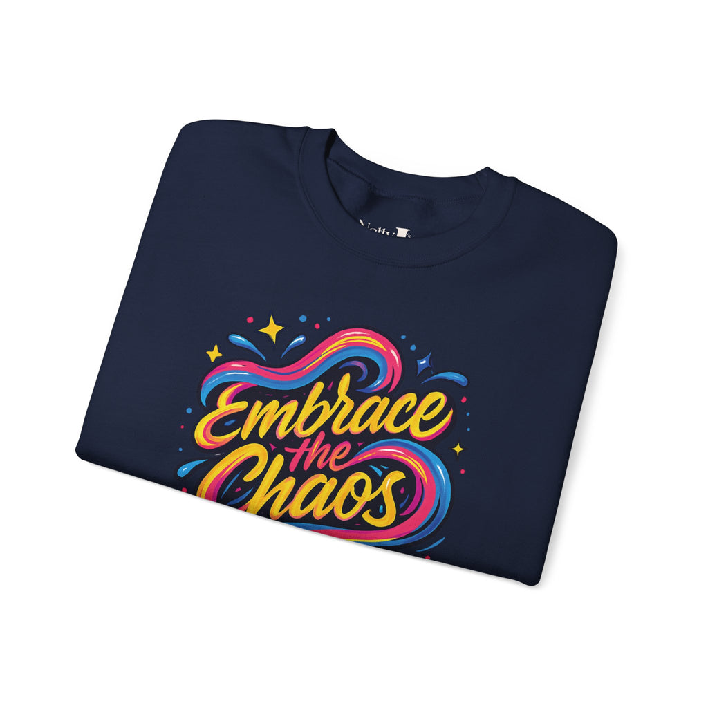 " Embrace the Chaos" Vibrant, Bright, Colorful, Soft Cotton Blend Unisex Heavy Blend™ Crewneck Sweatshirt