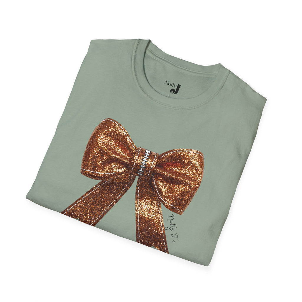 Sparkling Football Bow Womens Unisex Softstyle Cotton T-Shirt
