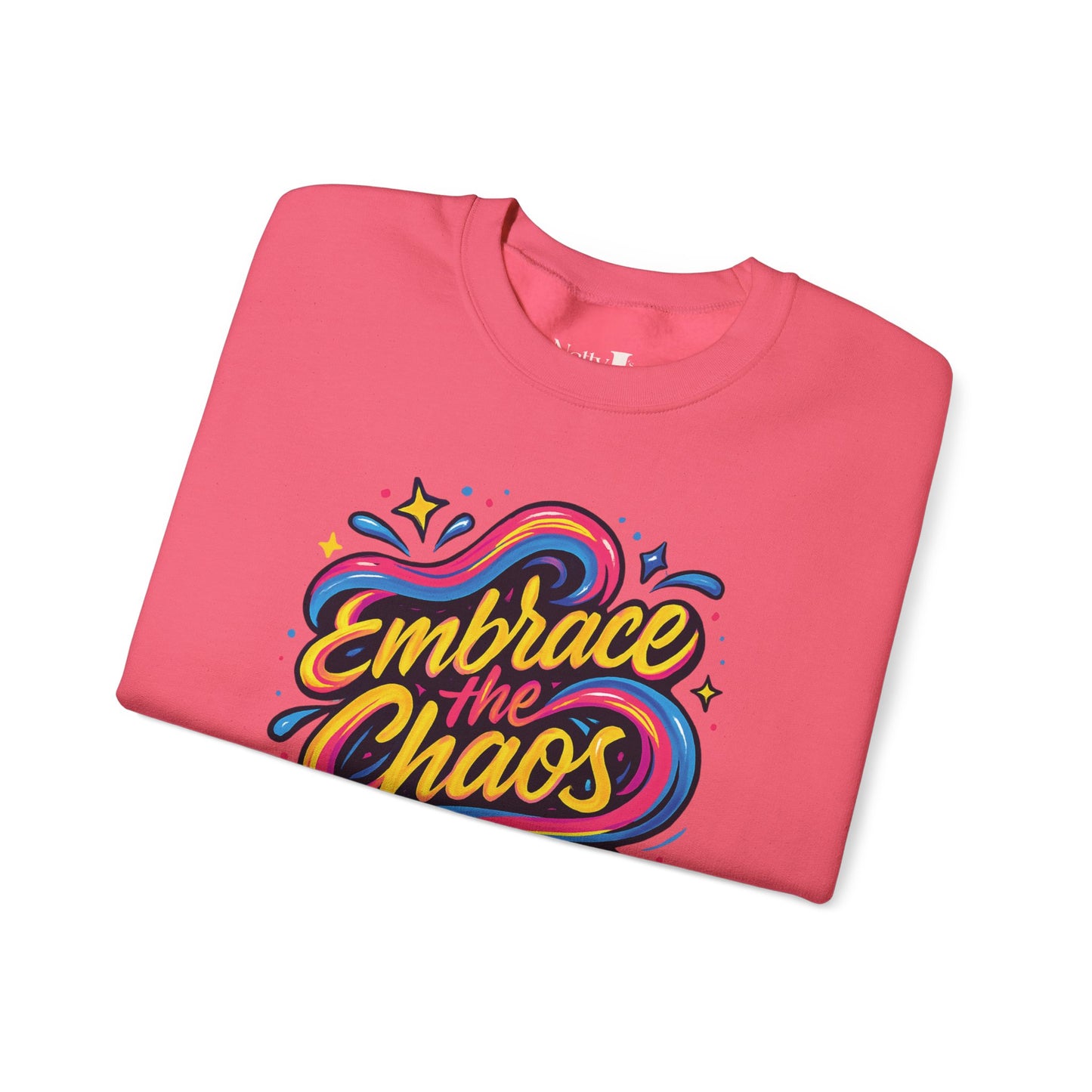 " Embrace the Chaos" Vibrant, Bright, Colorful, Soft Cotton Blend Unisex Heavy Blend™ Crewneck Sweatshirt