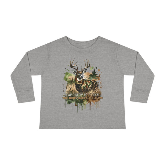 Camo Keeps Me Hidden Long Sleeve Toddler Tee