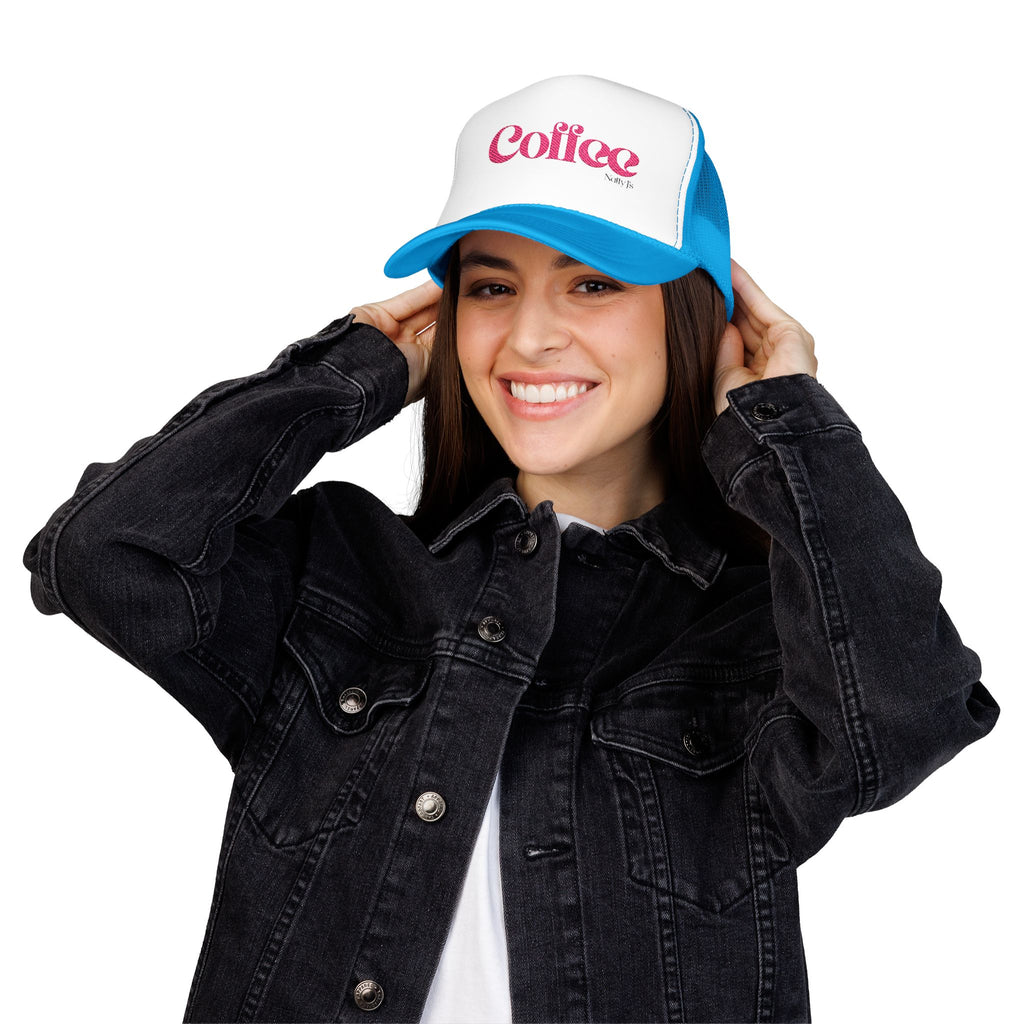 Coffee Text Embroidered Snapback Trucker Hat
