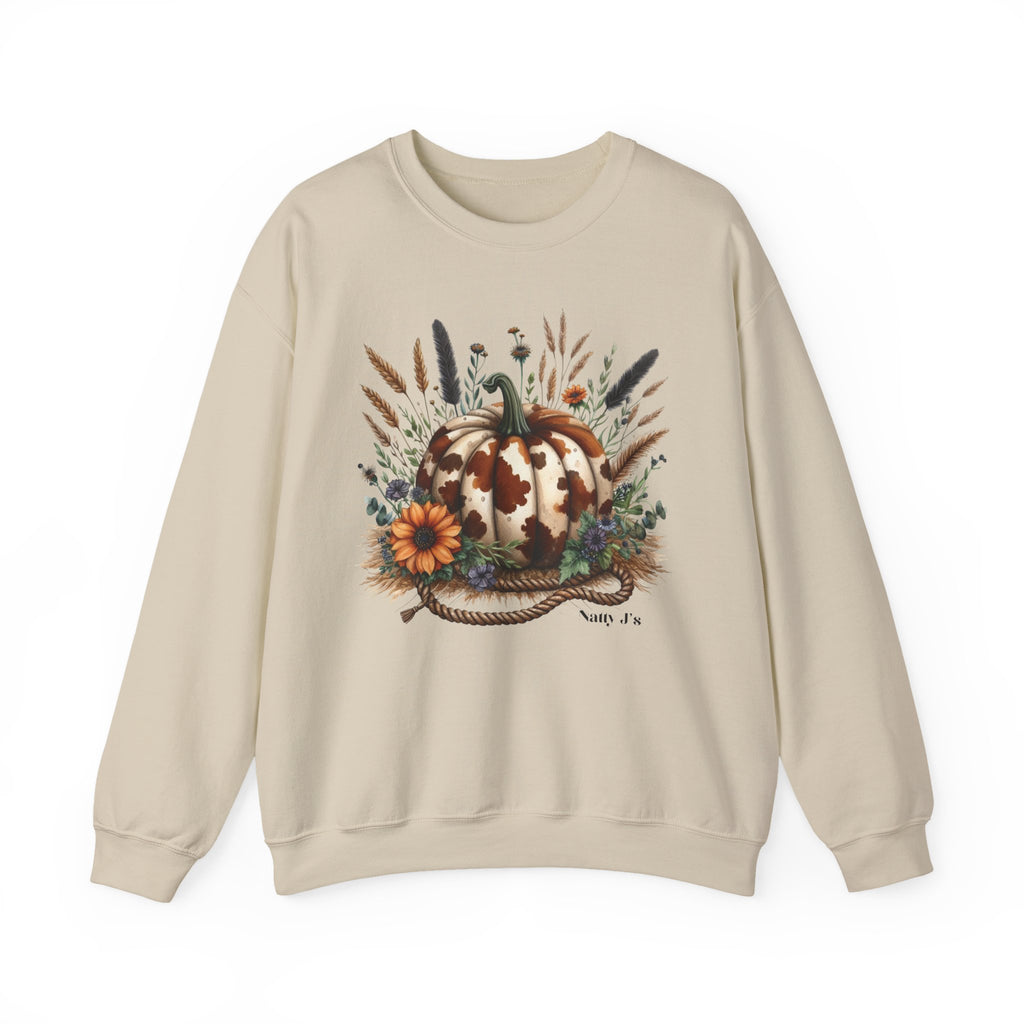 Cow Print Pumpkin Fall Floral Sweatshirt