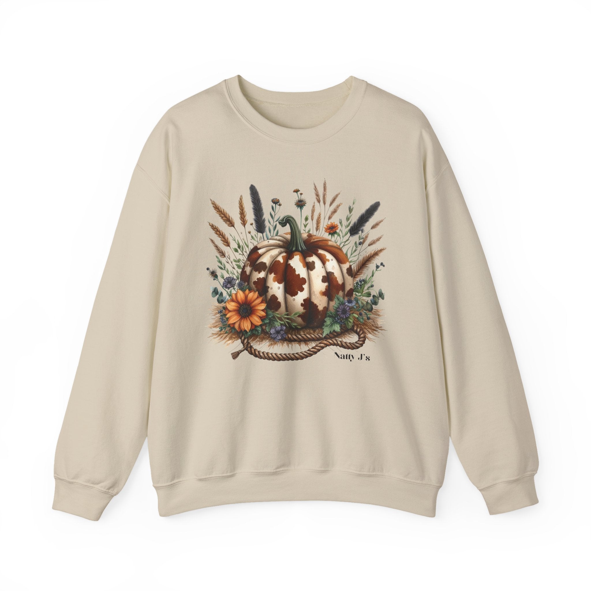 Cow Print Pumpkin Fall Floral Sweatshirt