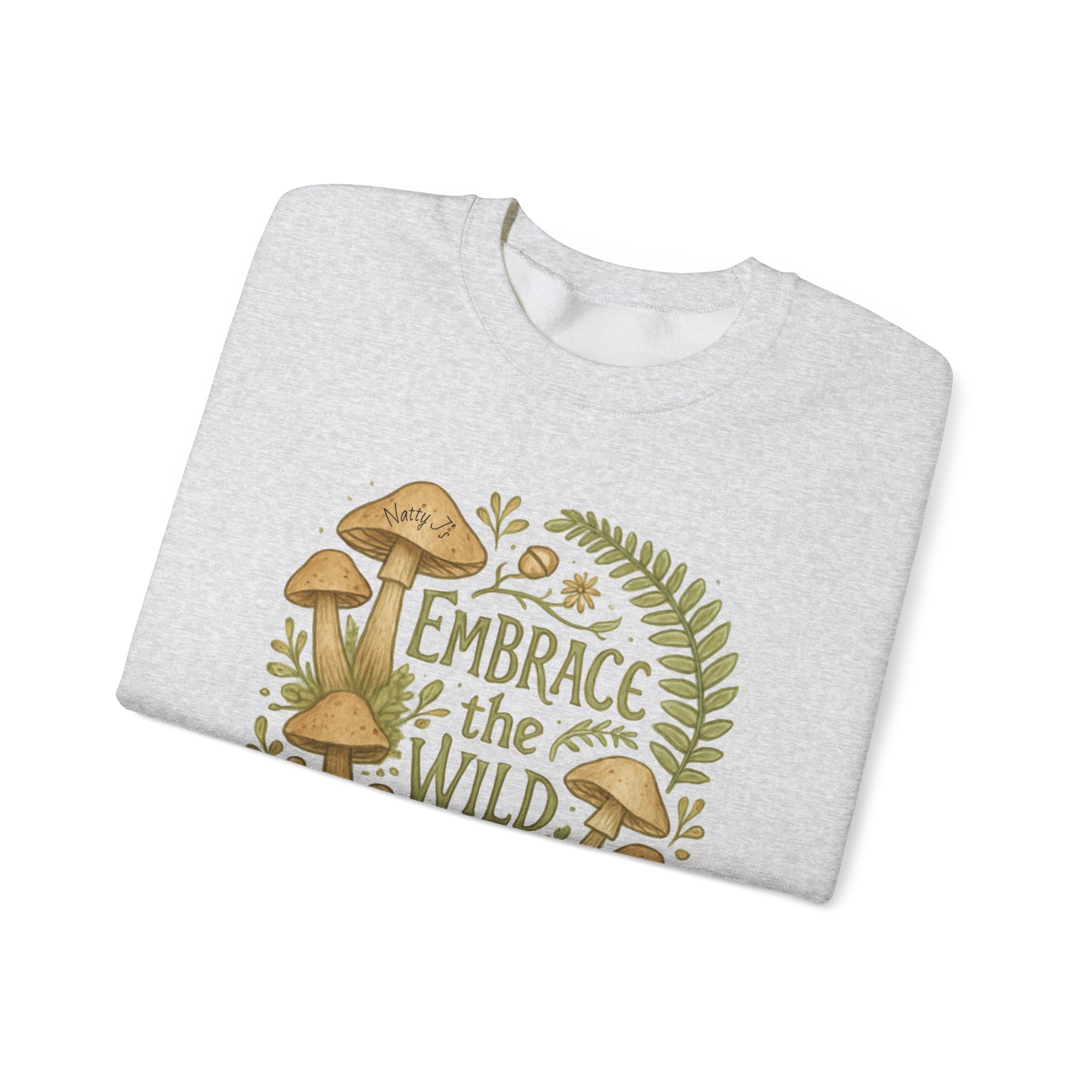Embrace the Wild Whimsical Mushrooms Nature Style Unisex Heavy Blend™ Crewneck Sweatshirt