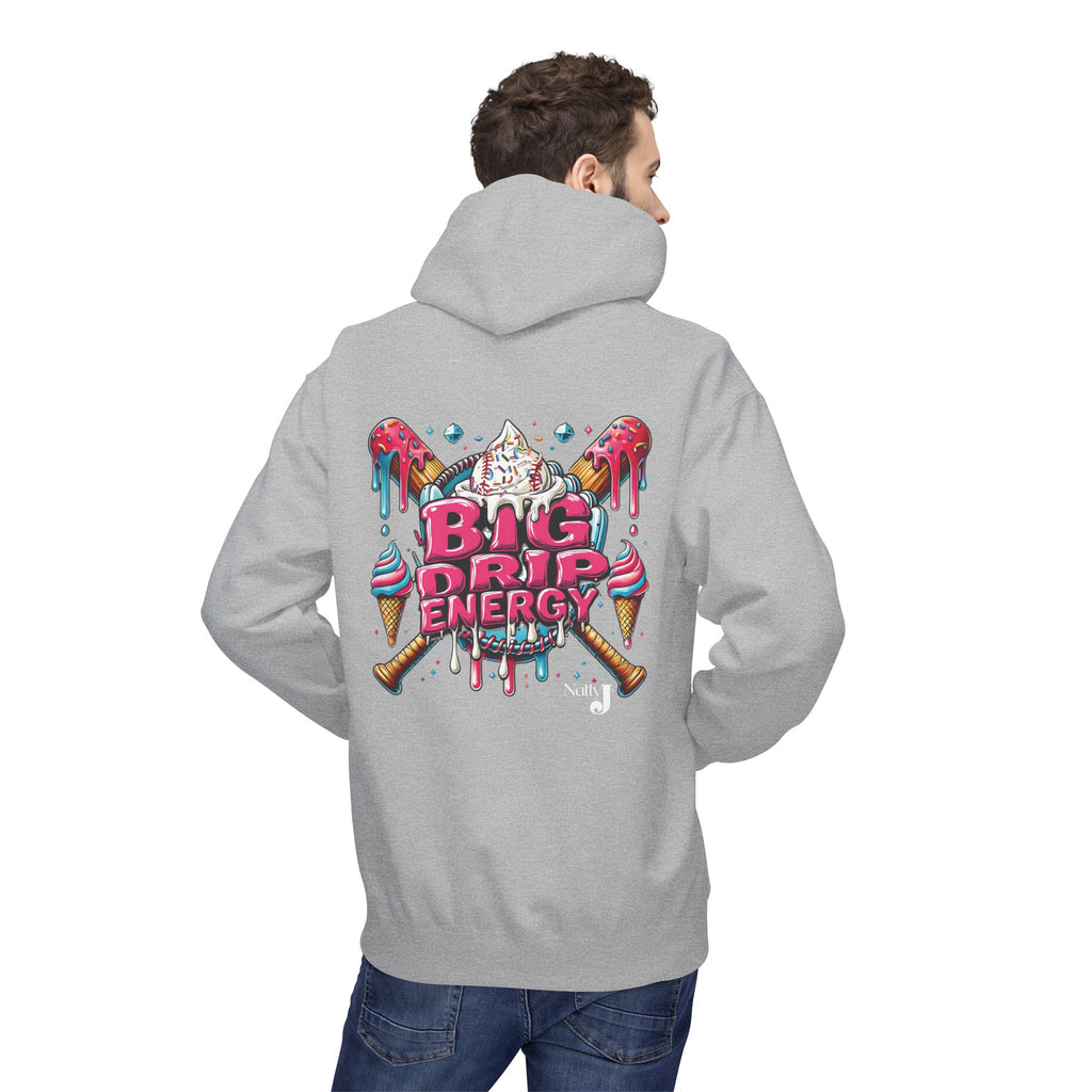 Big Drip Energy Baseball Hoodie for Men – Ice Cream Drip Baseball Graphic Pullover | Game Day Baseball Fan Hoodie