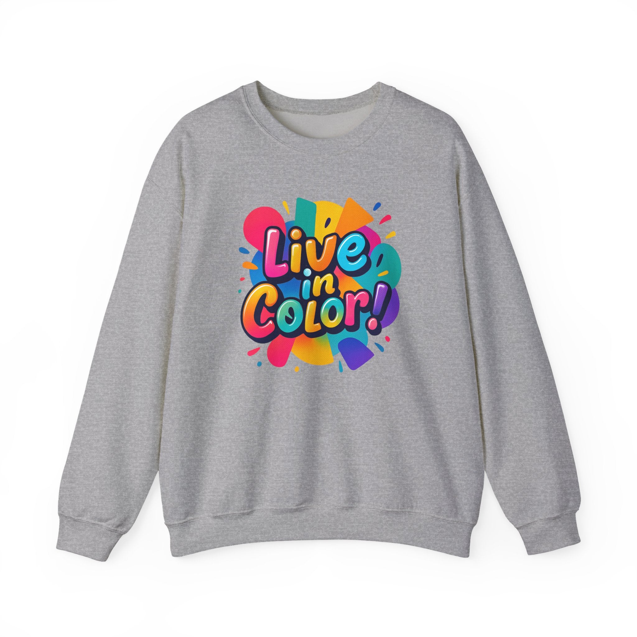Live in Color, Vibrant, Colorful, Party, Celebration, Unisex Heavy Blend™ Crewneck Sweatshirt