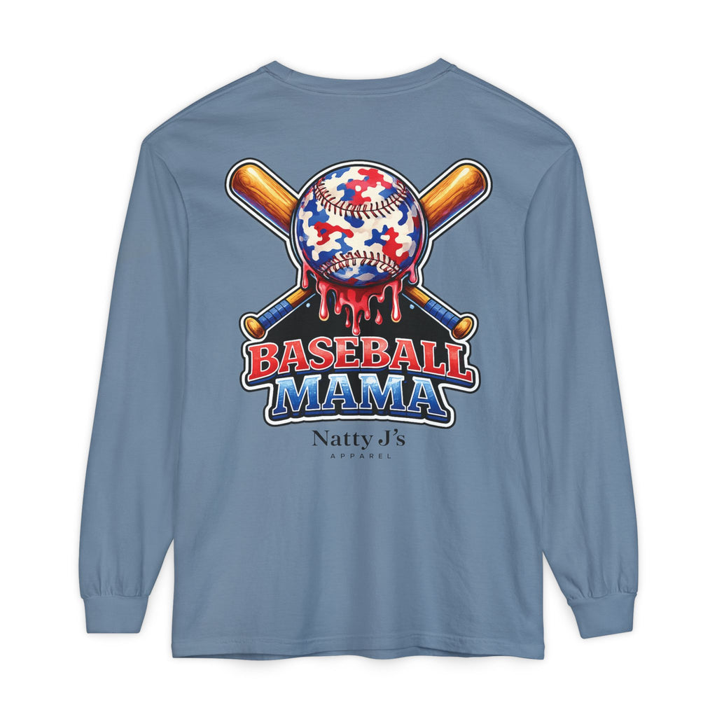 Patriotic Baseball Mama Long Sleeve T-Shirt