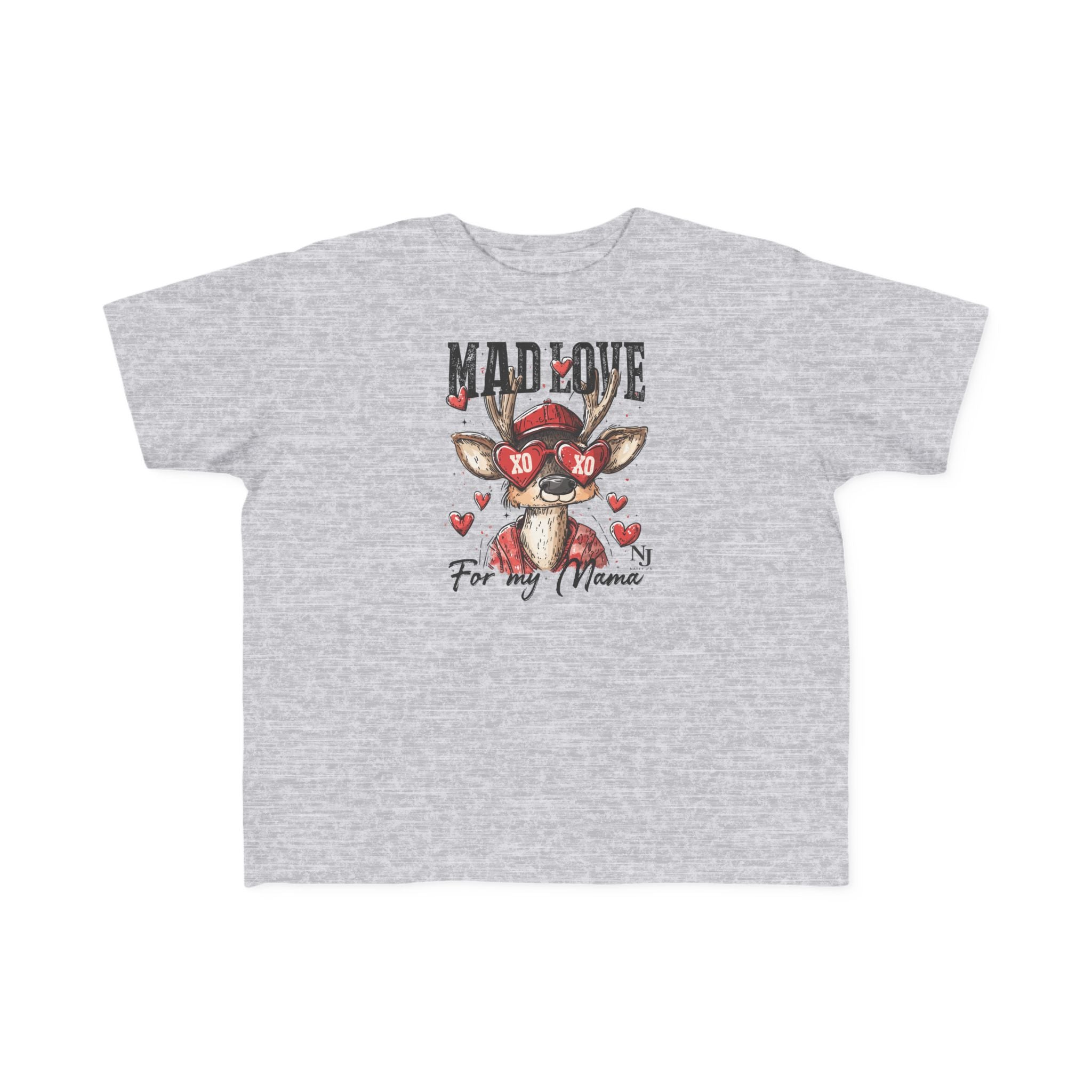 “Mad Love for My Mama” Toddler Valentine Shirt – Cute Deer Heart Graphic Toddler Tee