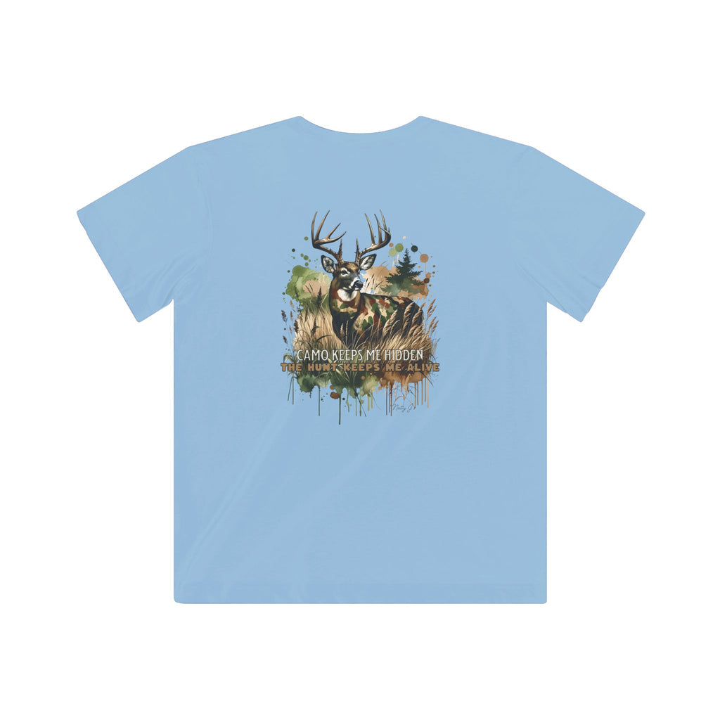 Youth Camo Keeps Me Hidden Long Sleeve Shirt – Deer Hunting Graphic Long Sleeve Tee | Natty J’s