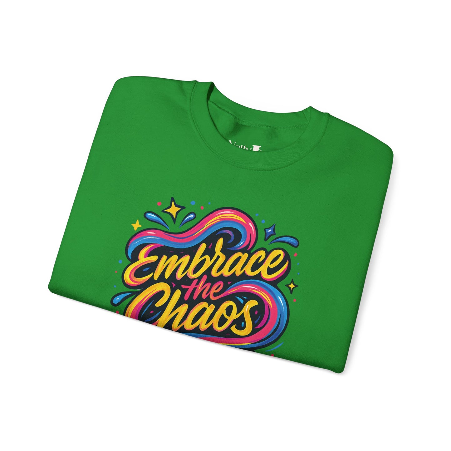 " Embrace the Chaos" Vibrant, Bright, Colorful, Soft Cotton Blend Unisex Heavy Blend™ Crewneck Sweatshirt