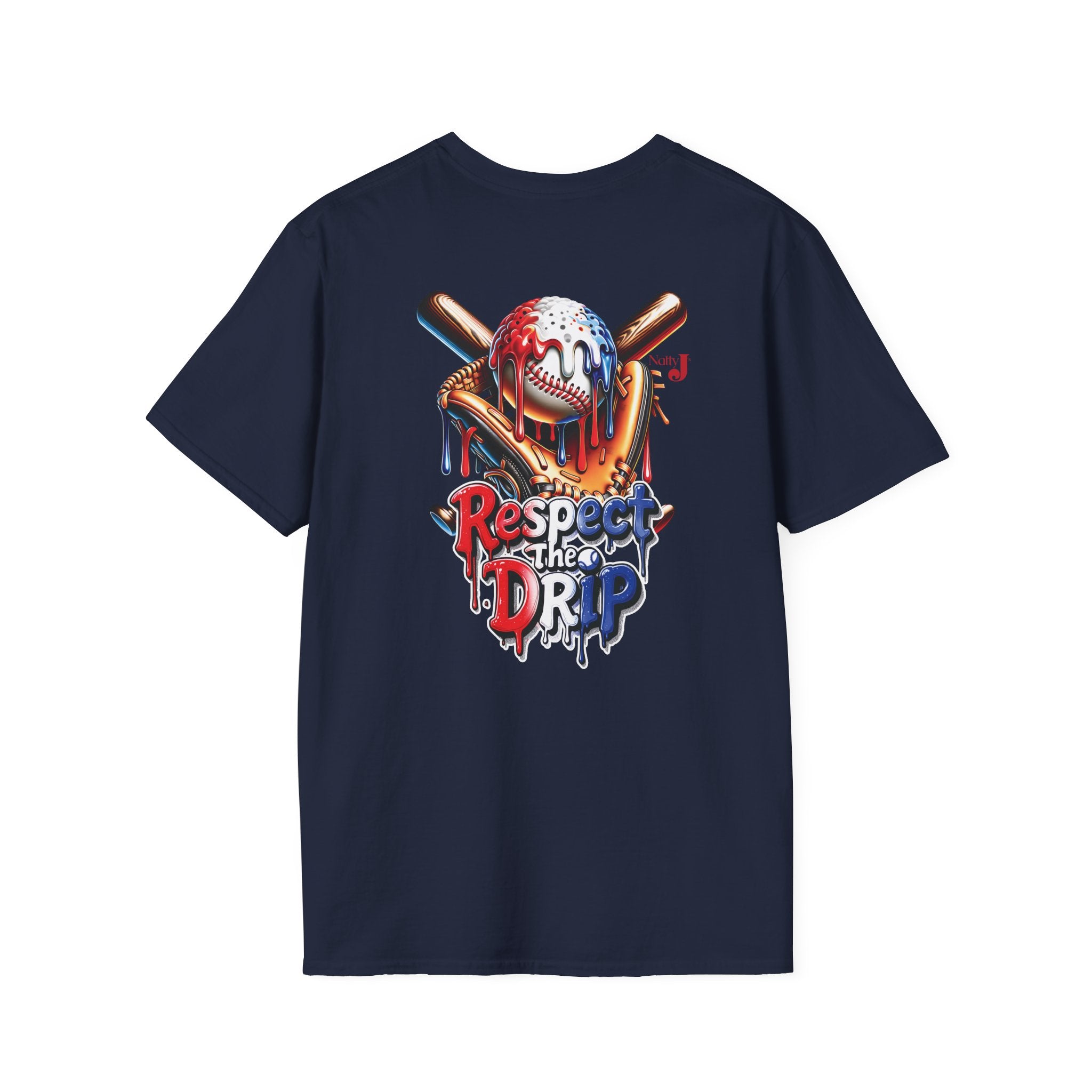 Respect the Drip Baseball Shirt – Patriotic Red White Blue Drip Baseball Tee for Men & Women | USA Sports Graphic T-Shirt