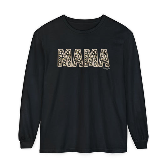 Mama Leopard Print Long Sleeve T-shirt