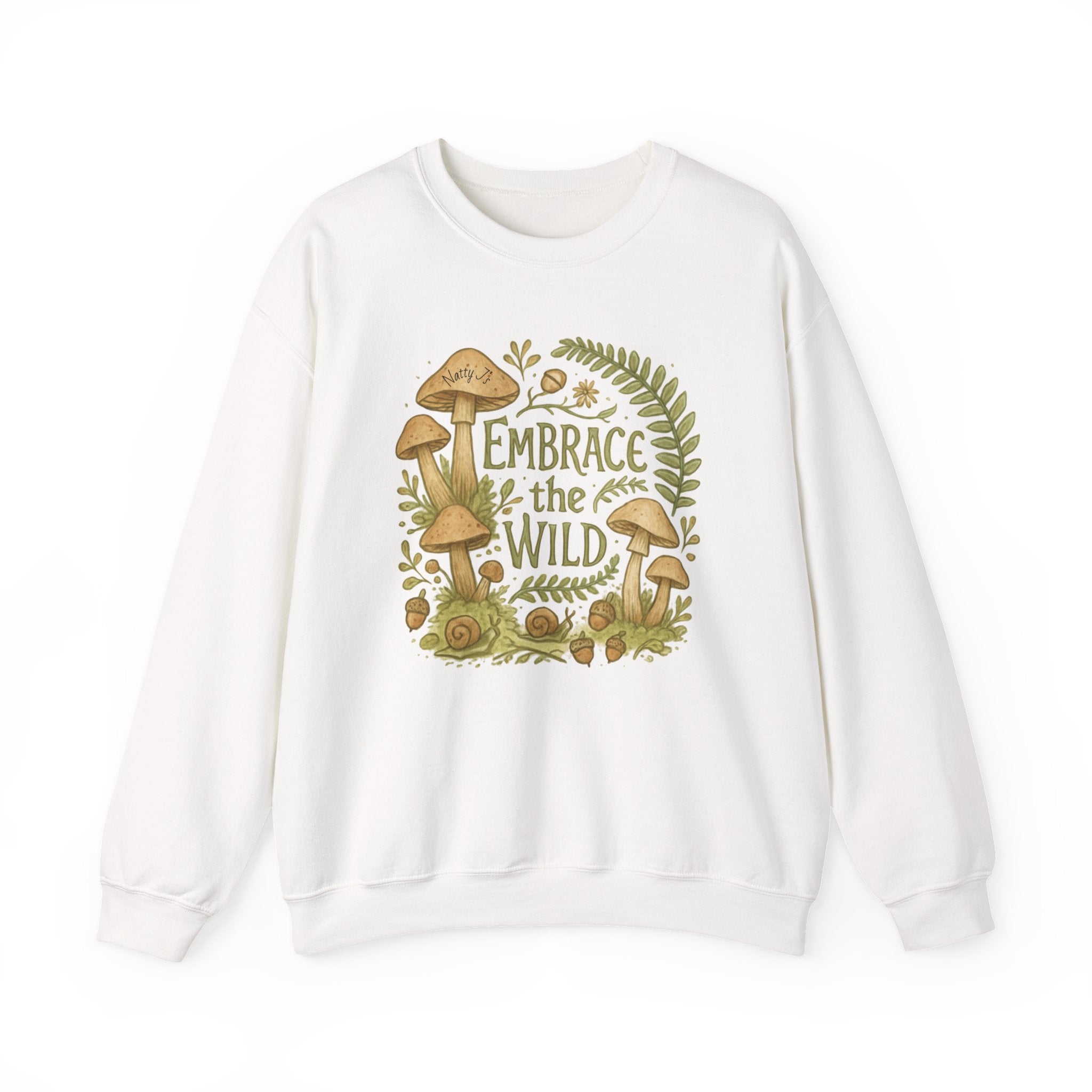 Embrace the Wild Whimsical Mushrooms Nature Style Unisex Heavy Blend™ Crewneck Sweatshirt