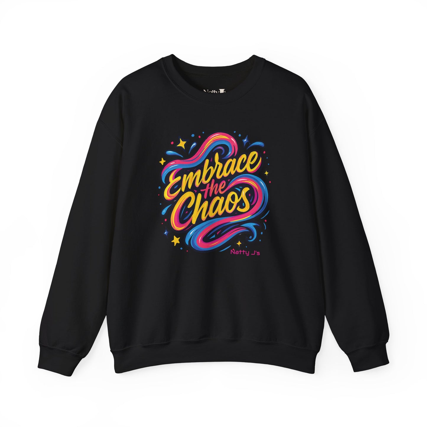 " Embrace the Chaos" Vibrant, Bright, Colorful, Soft Cotton Blend Unisex Heavy Blend™ Crewneck Sweatshirt