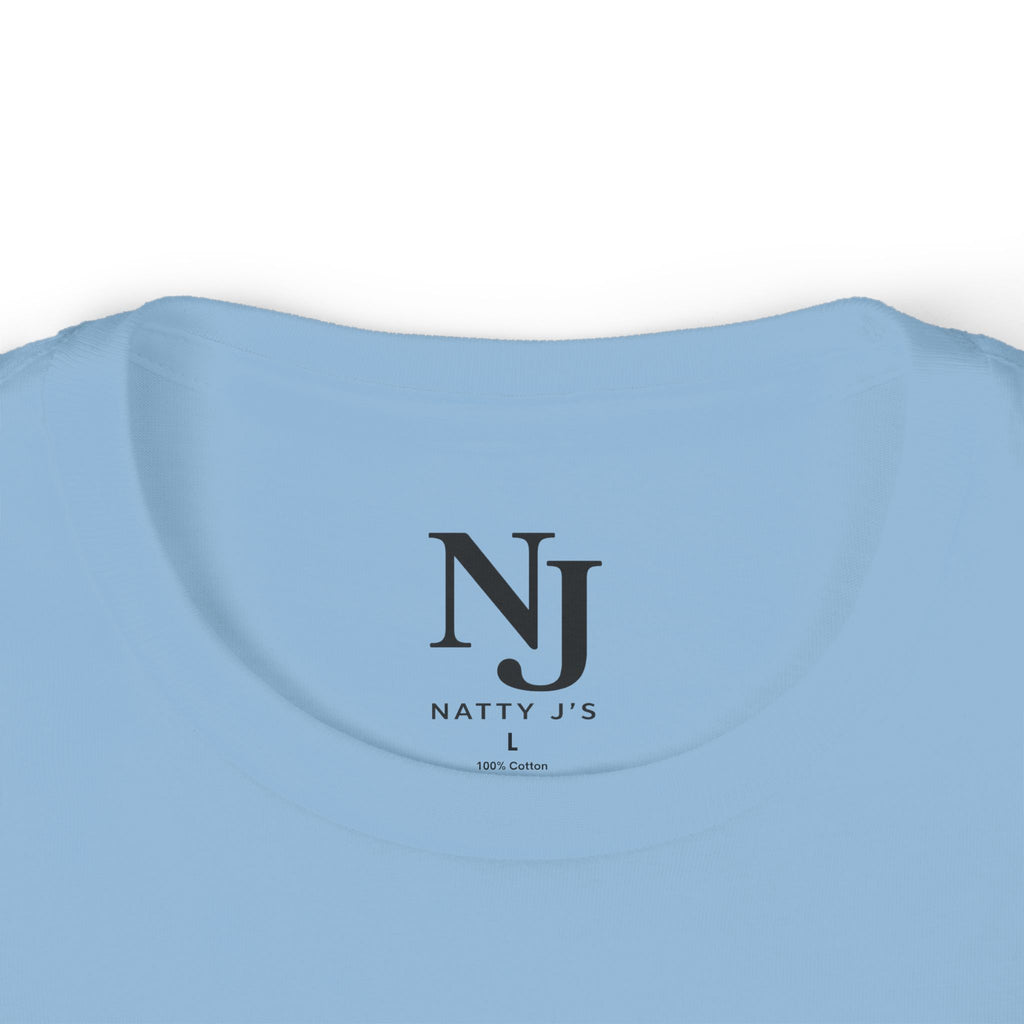 Light blue t-shirt with 'Natty J's' logo and text on a white background