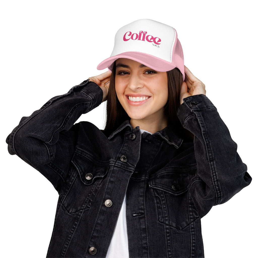 Coffee Text Embroidered Snapback Trucker Hat