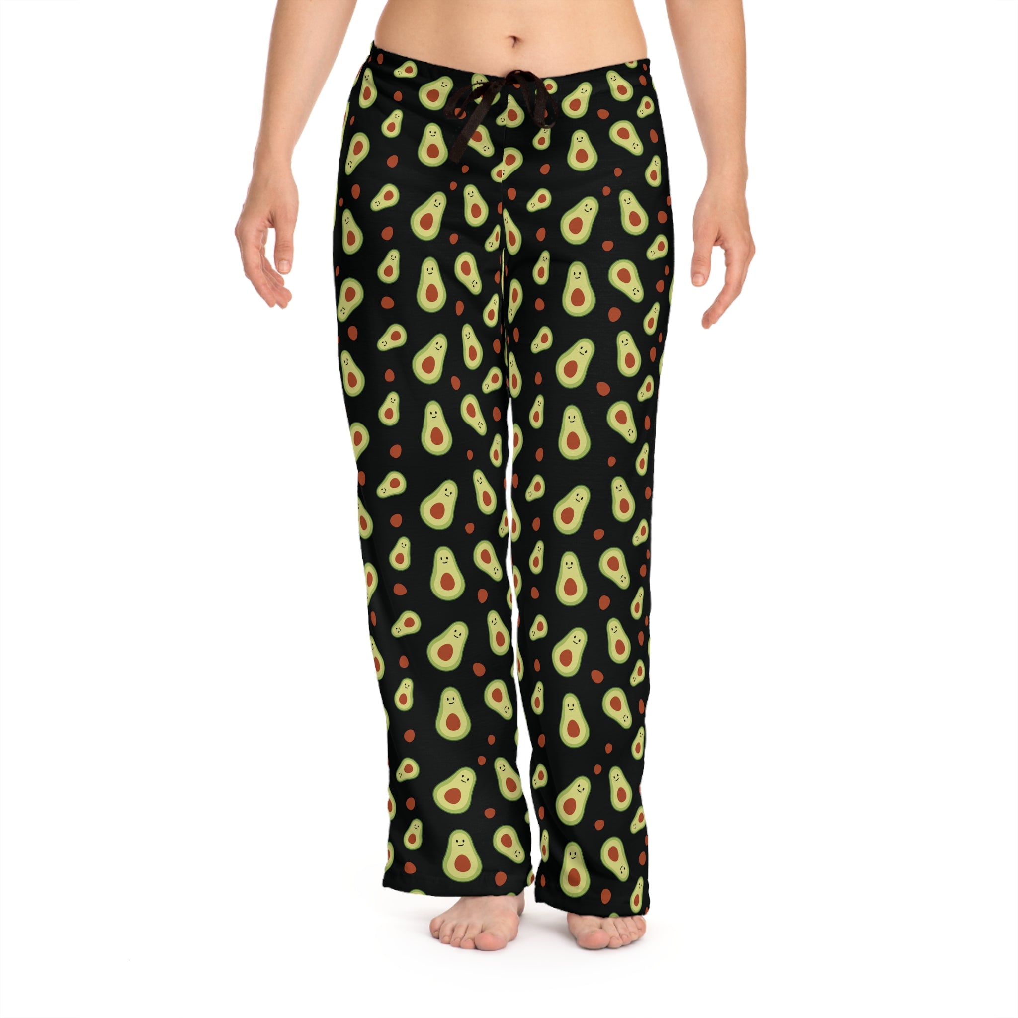 Avocado Print Women’s Pajama Pants — Cute Black AOP Lounge Sleepwear