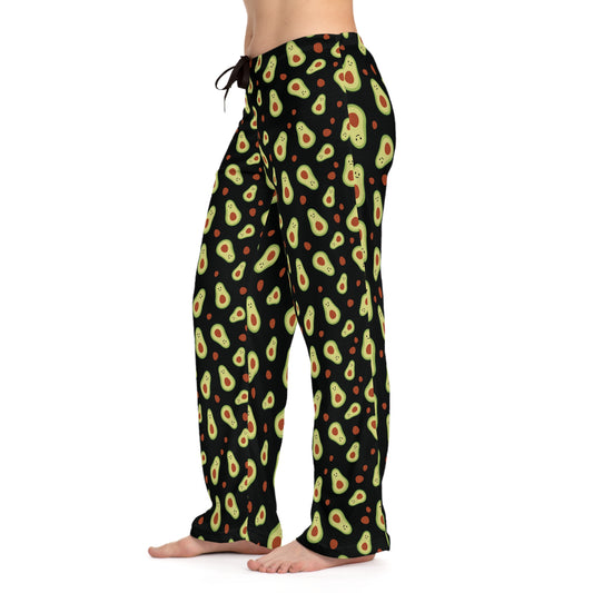 Avocado Print Women’s Pajama Pants — Cute Black AOP Lounge Sleepwear