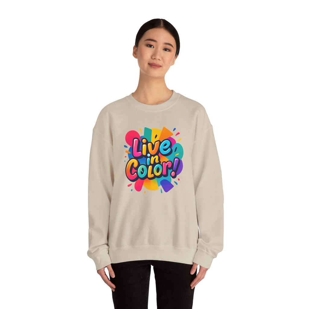 Live in Color, Vibrant, Colorful, Party, Celebration, Unisex Heavy Blend™ Crewneck Sweatshirt