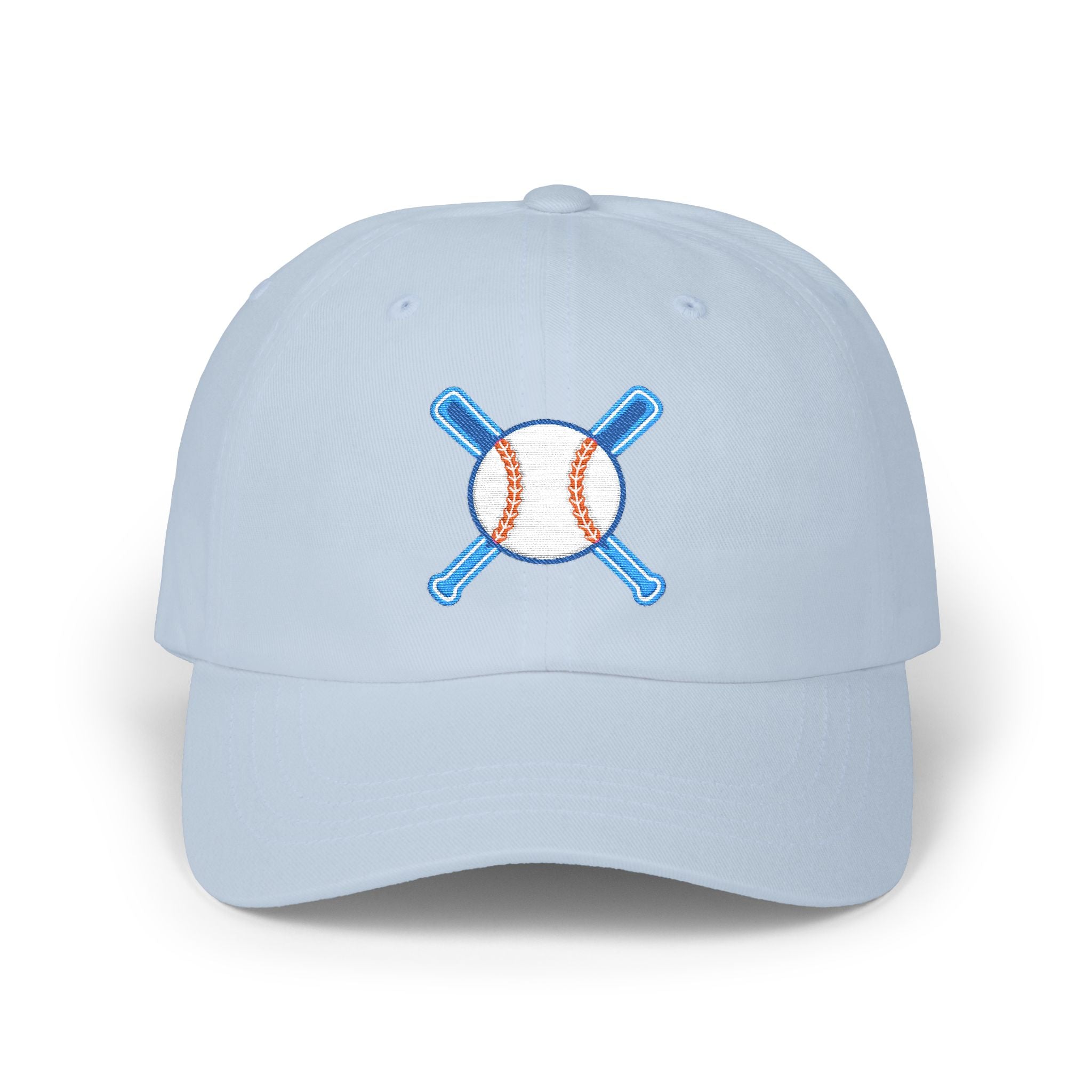 Embroidered Baseball Cap with Bat and Ball Design