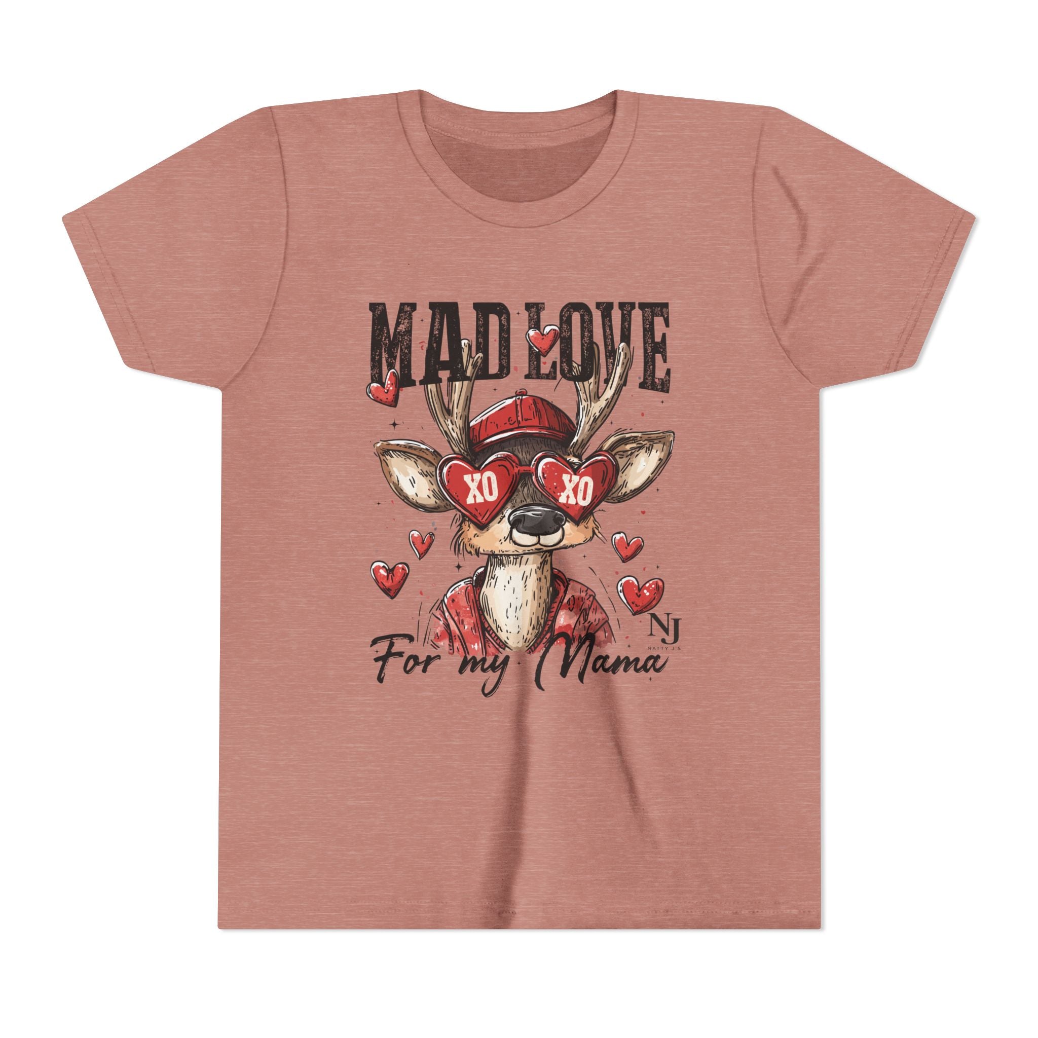 “Mad Love for My Mama” Kids Valentine Shirt – Cute Deer Heart Graphic Toddler & Youth Tee