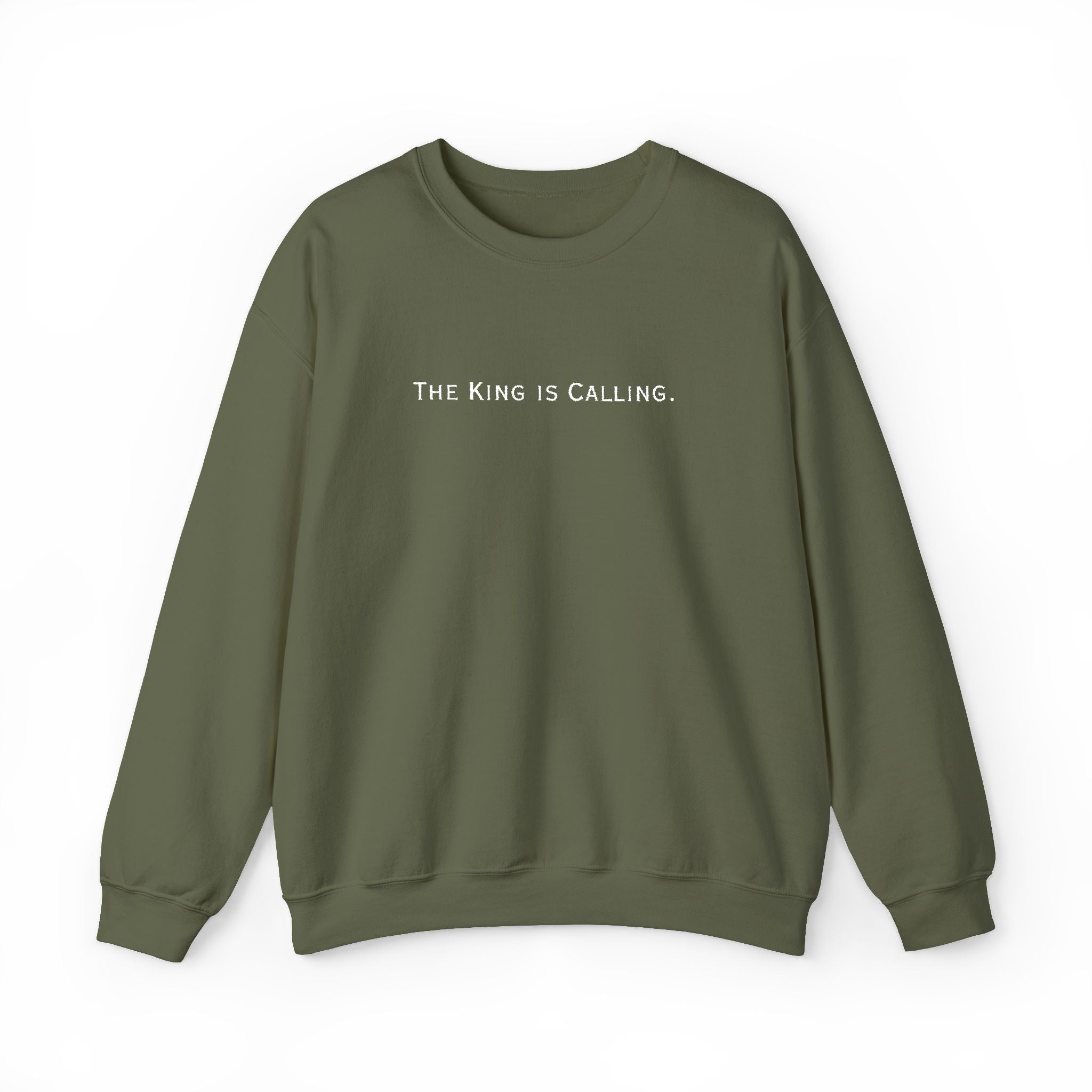Embroidered Motivational Crewneck Sweatshirt - "The King is Calling"