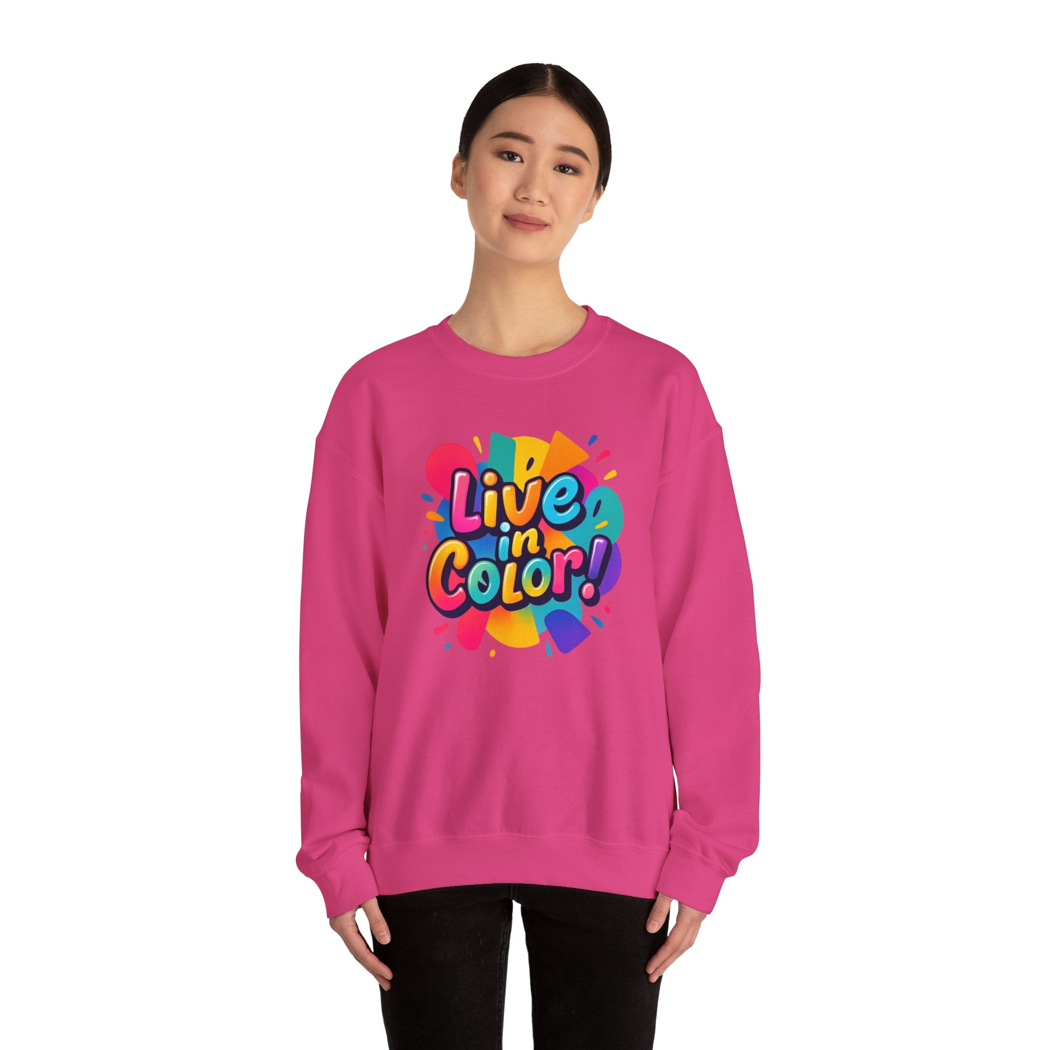 Live in Color, Vibrant, Colorful, Party, Celebration, Unisex Heavy Blend™ Crewneck Sweatshirt