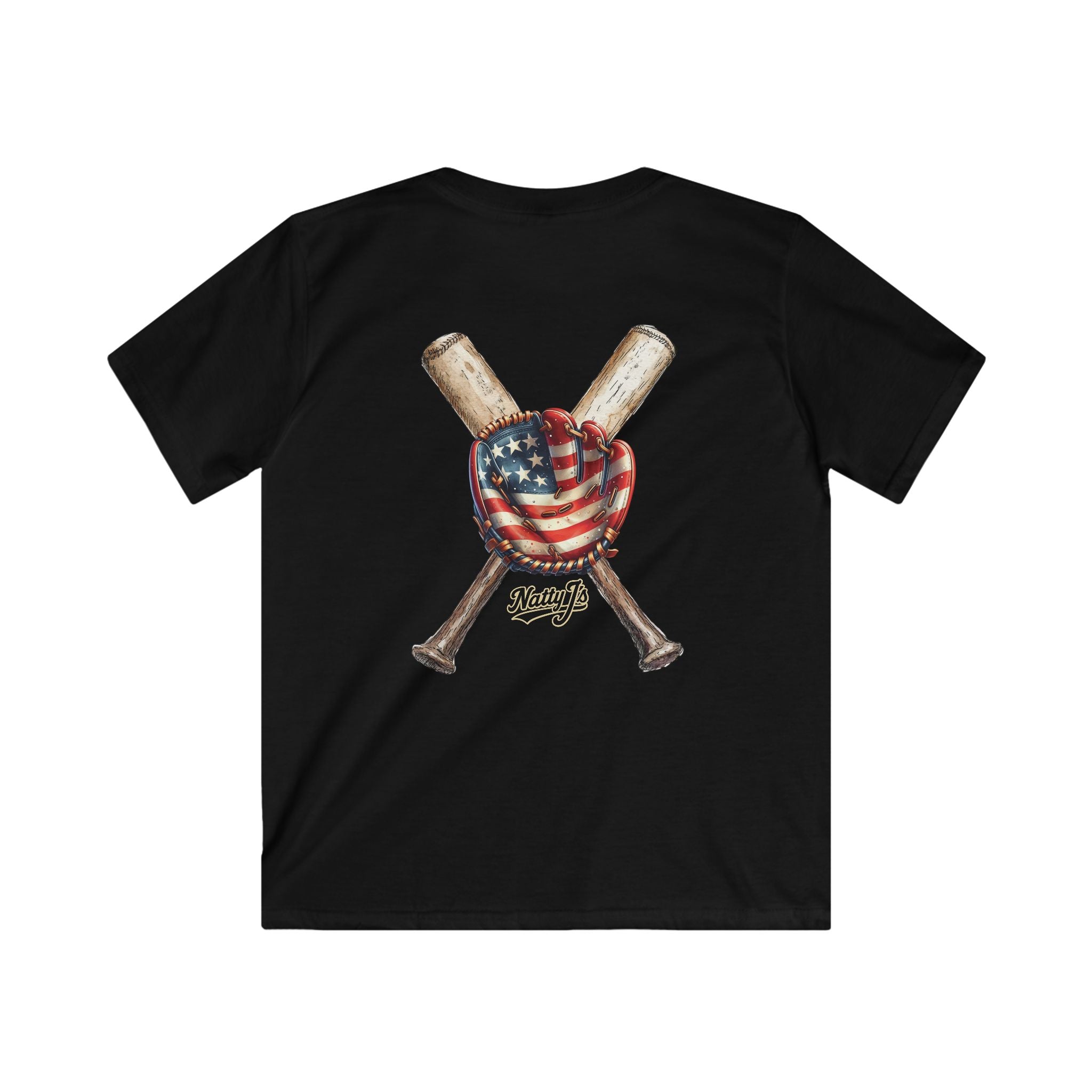 Patriotic Kids Softstyle Tee with Baseball Design