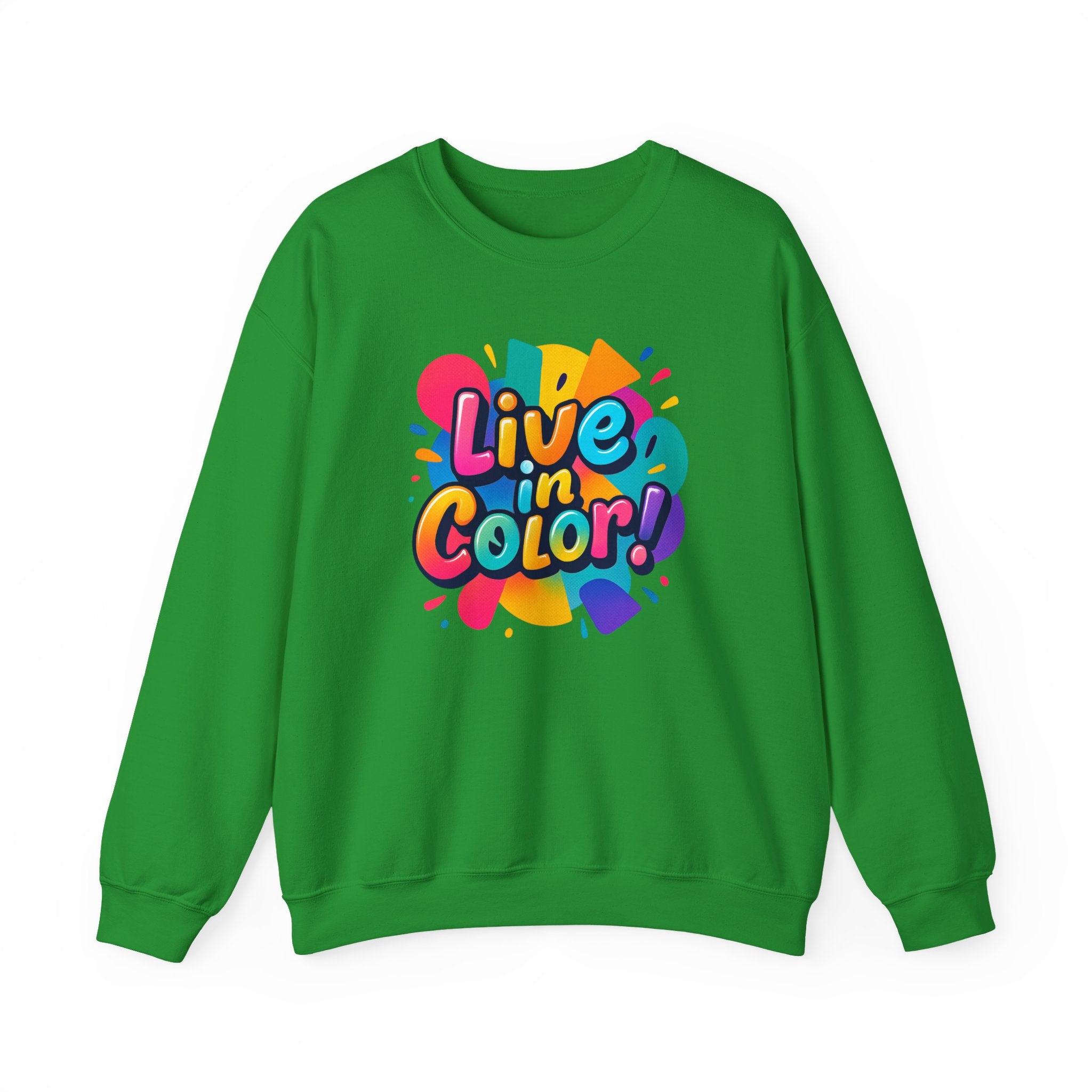 Live in Color, Vibrant, Colorful, Party, Celebration, Unisex Heavy Blend™ Crewneck Sweatshirt