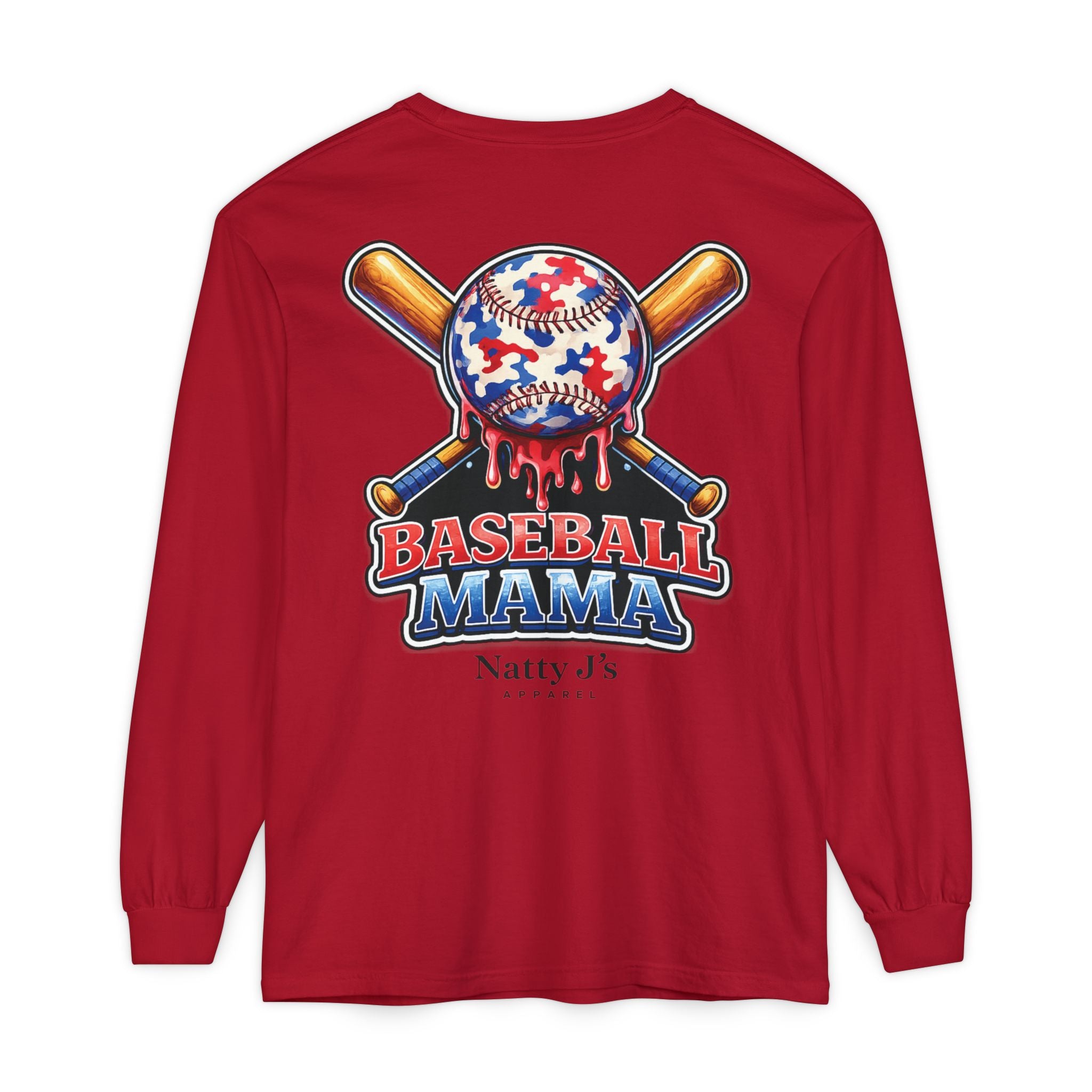 Patriotic Baseball Mama Long Sleeve T-Shirt