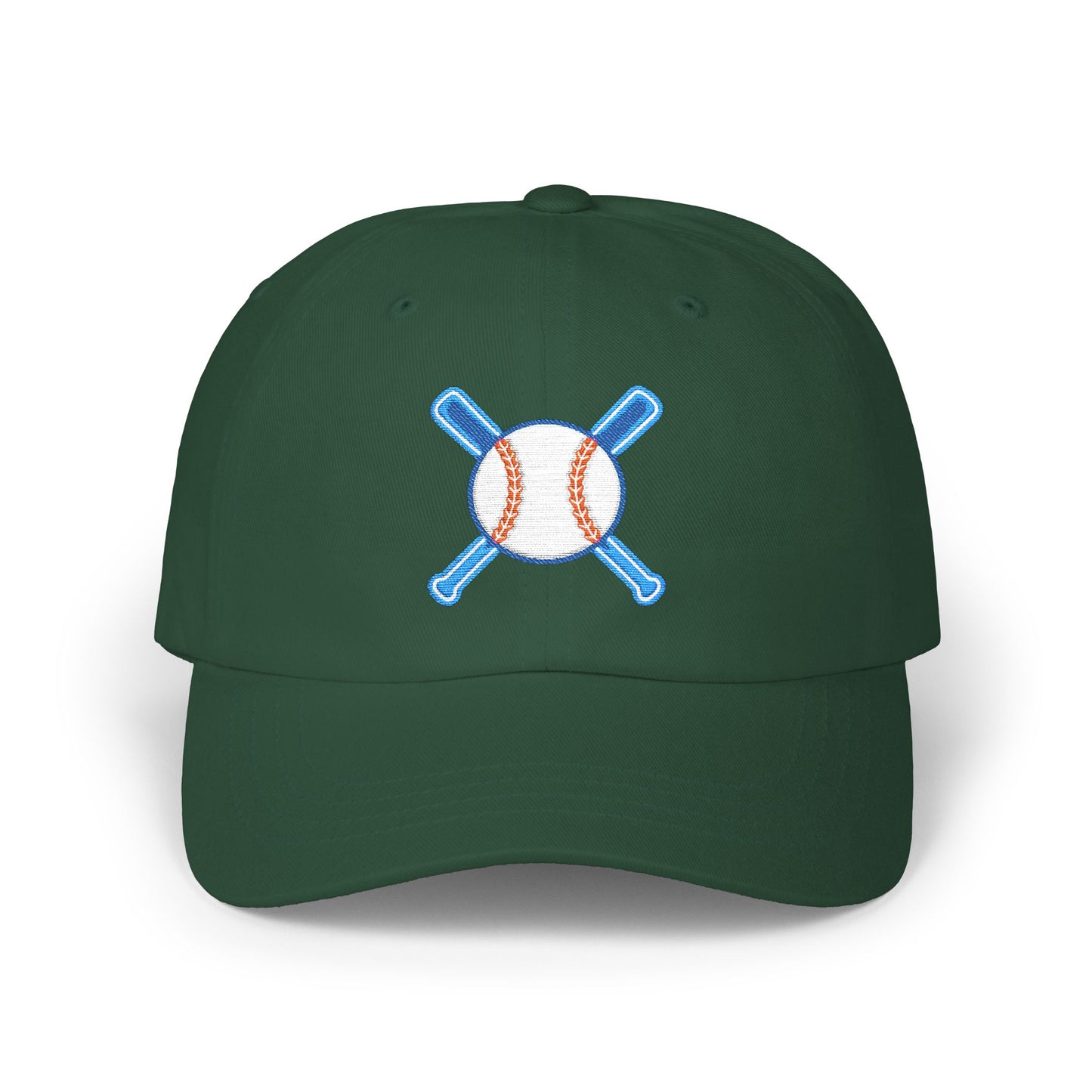 Embroidered Baseball Cap with Bat and Ball Design