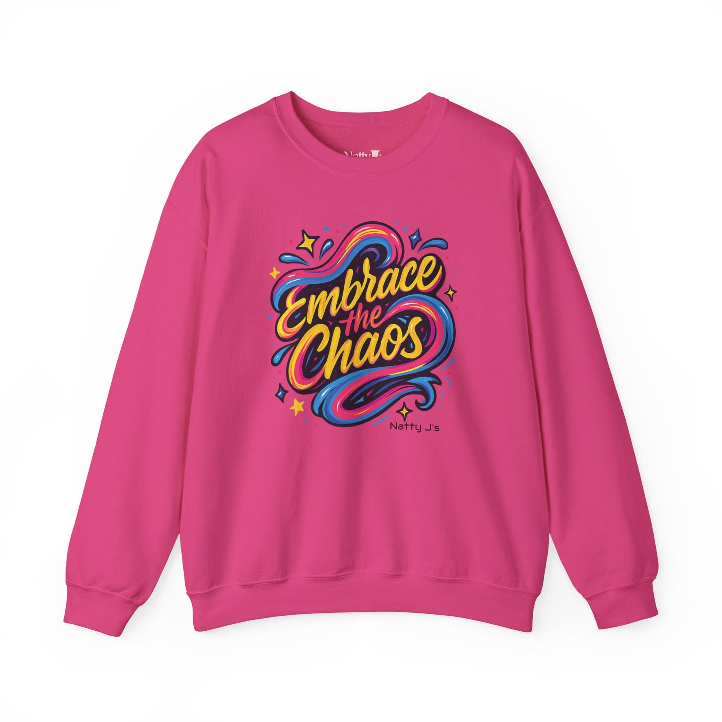 " Embrace the Chaos" Vibrant, Bright, Colorful, Soft Cotton Blend Unisex Heavy Blend™ Crewneck Sweatshirt