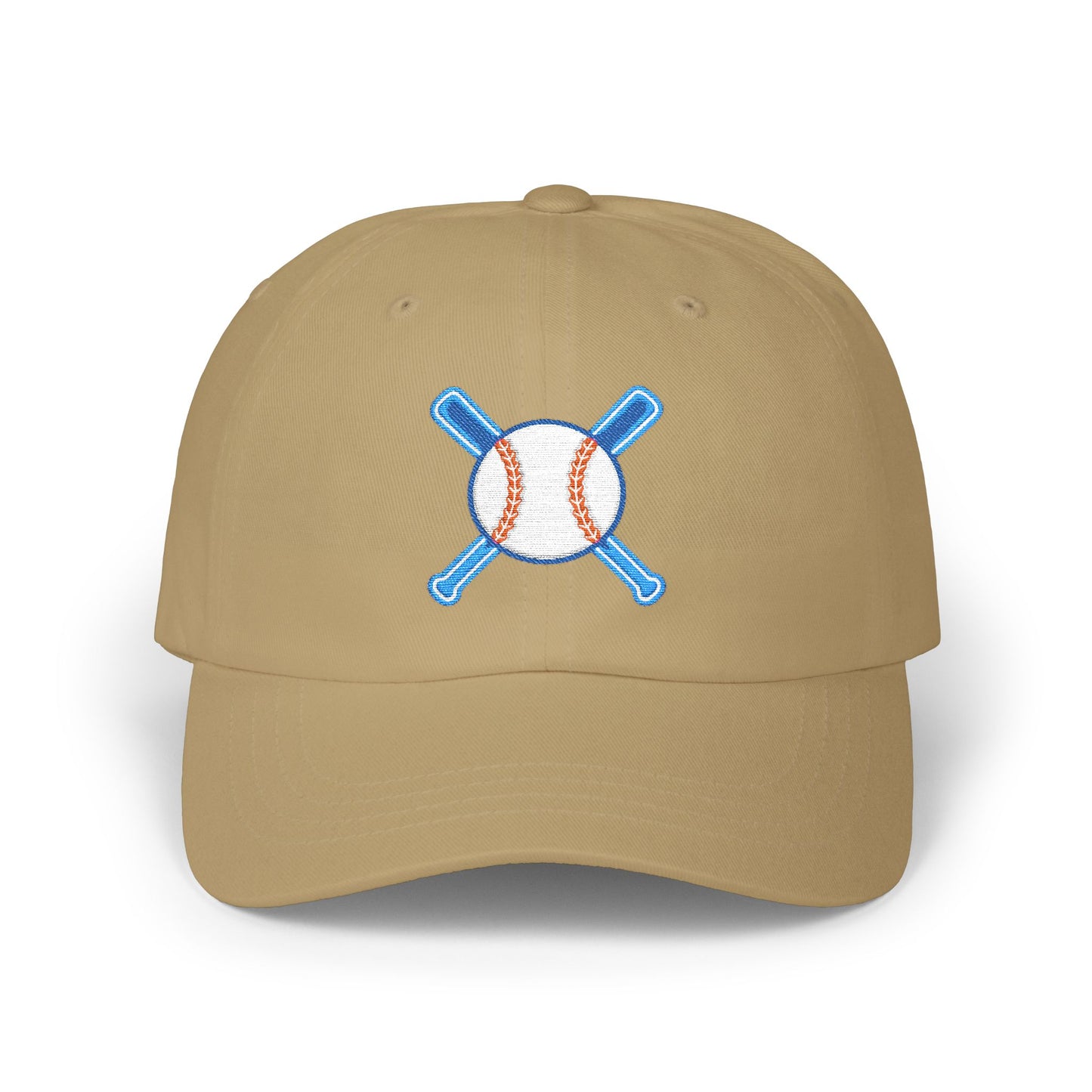 Embroidered Baseball Cap with Bat and Ball Design
