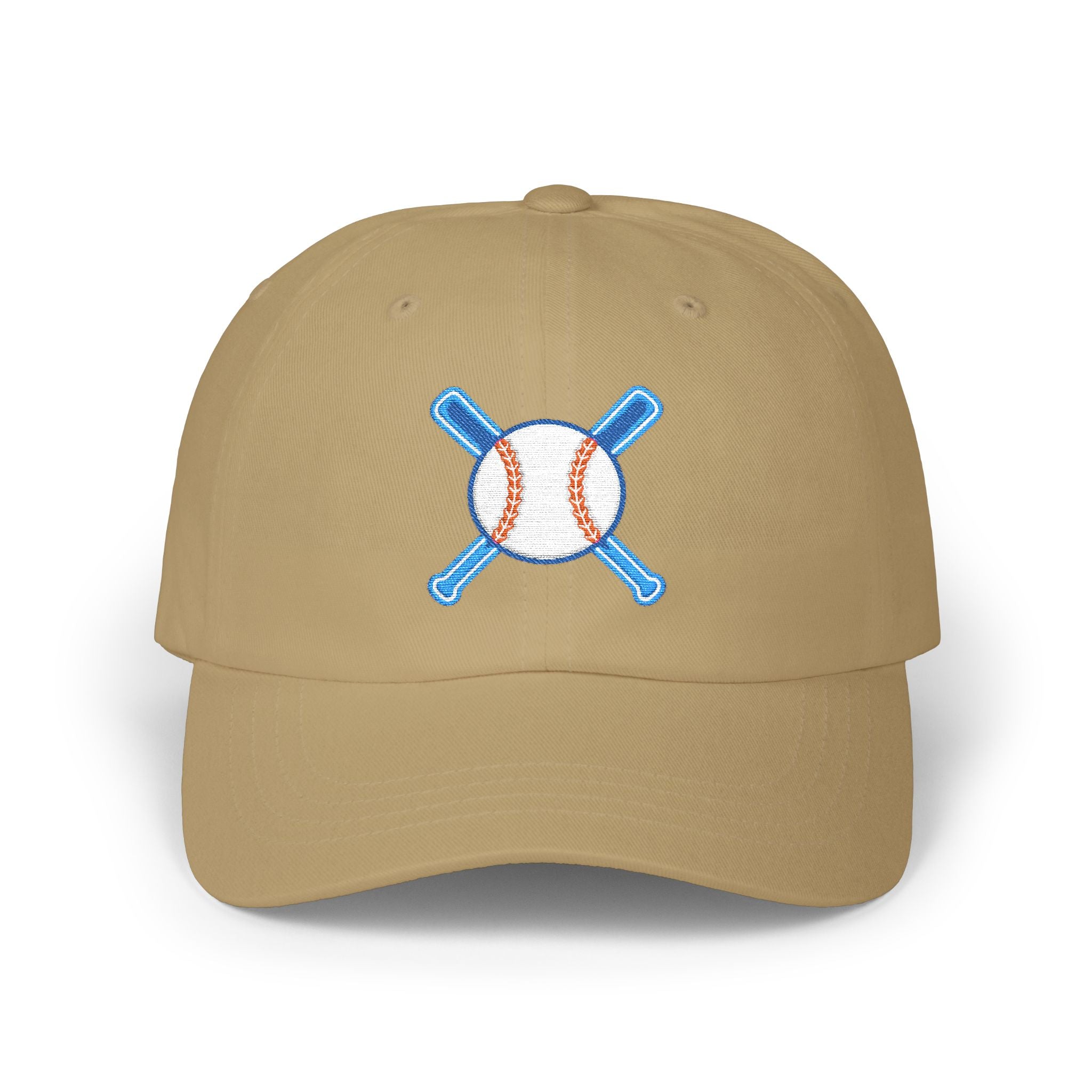 Embroidered Baseball Cap with Bat and Ball Design