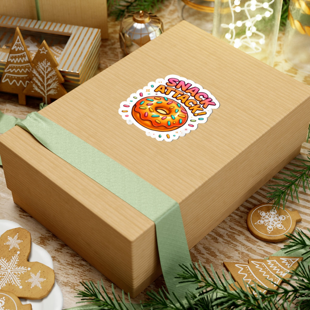 Snack Attack Donut Sticker – Cute Sprinkle Donut Vinyl Sticker | Fun Food Sticker by Natty J’s