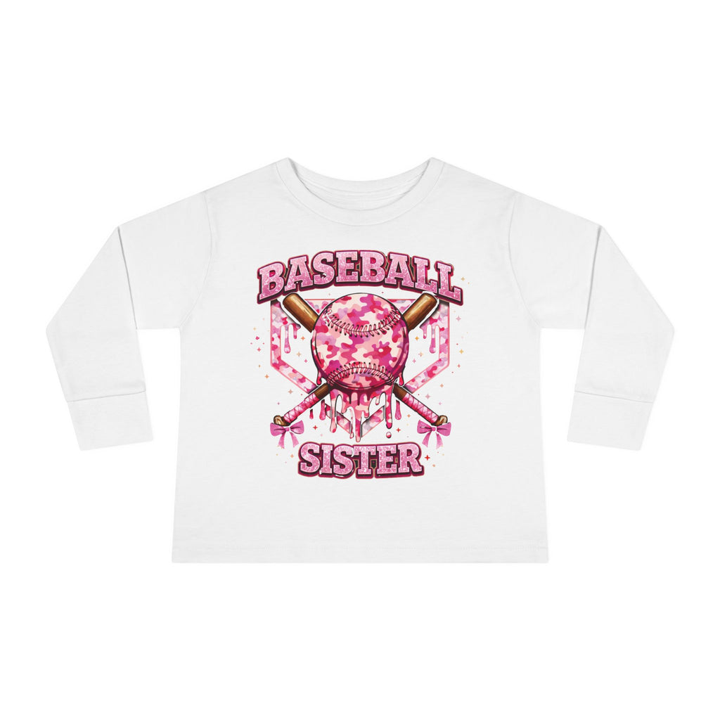 Natty J's Apparel Baseball Sister Toddler Long Sleeve Tee