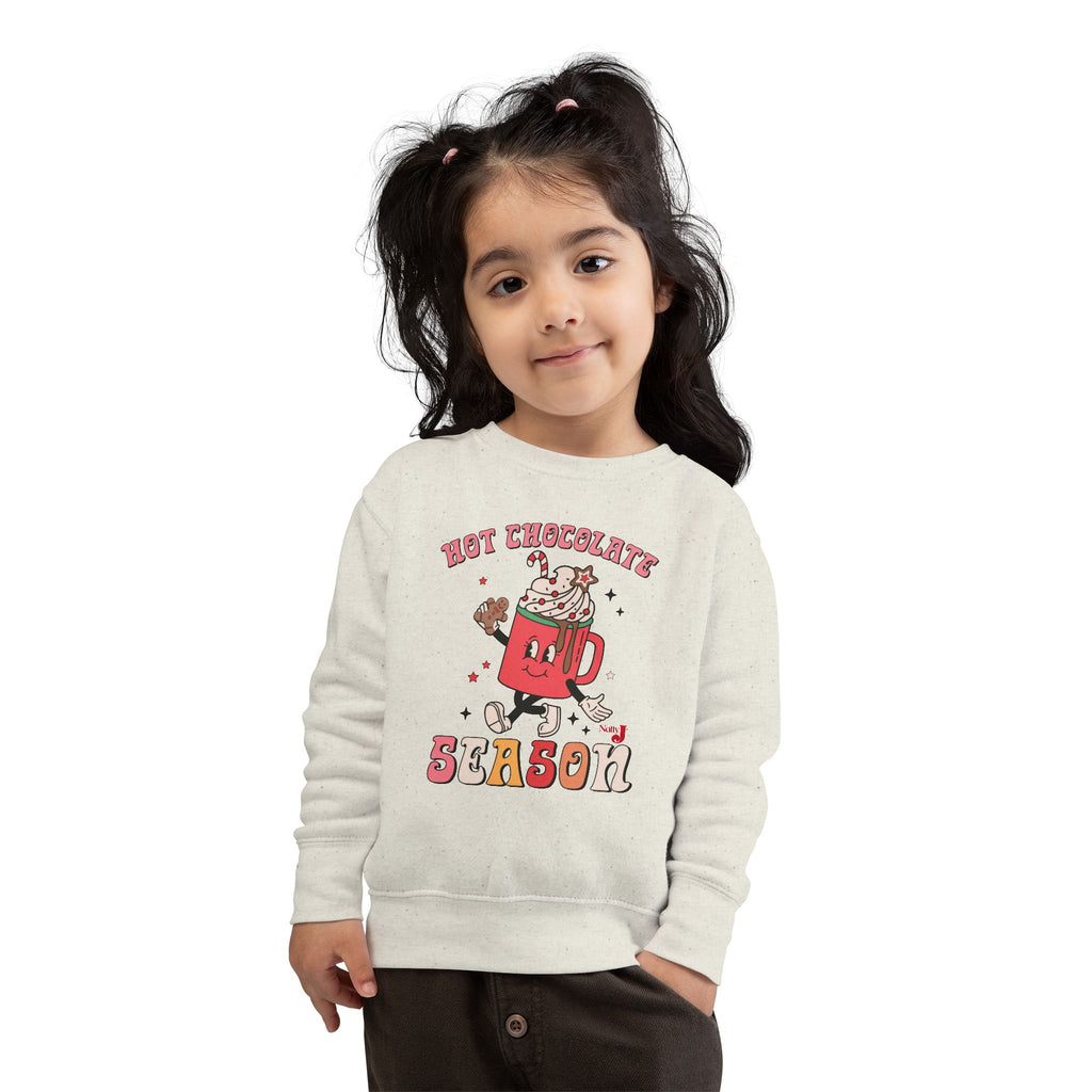 Toddler Hot Chocolate Season Sweatshirt – Cute Winter Cocoa Shirt for Kids – Christmas Hot Cocoa Graphic Crewneck – Cozy Holiday Outfit for Toddlers