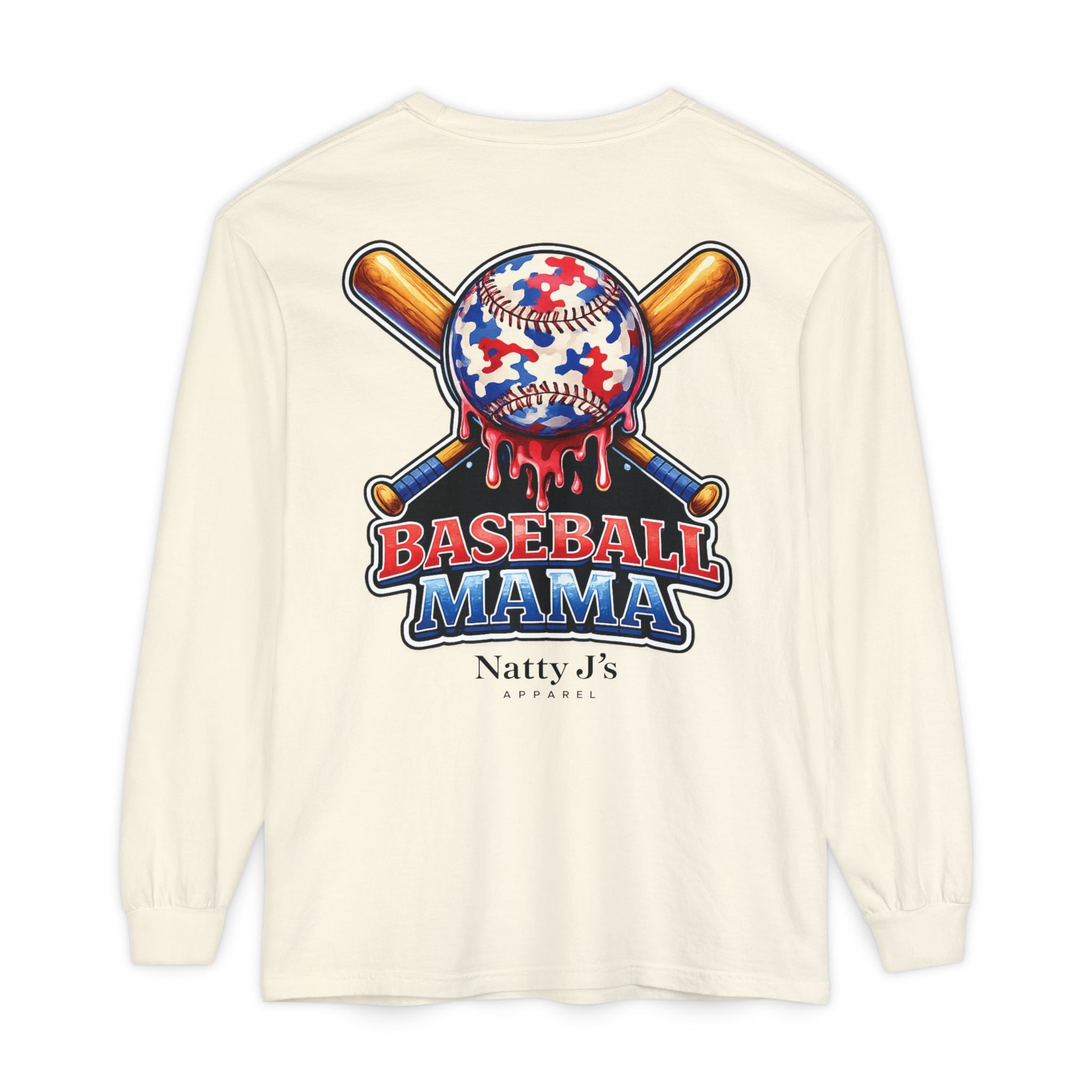 Patriotic Baseball Mama Long Sleeve T-Shirt