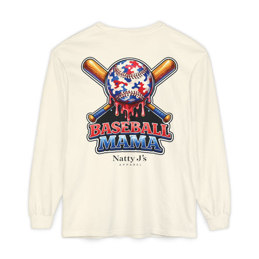 Patriotic Baseball Mama Long Sleeve T-Shirt