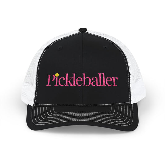 "Pickleballer" Embroidered Richardson Snapback Trucker Cap - Casual Sport Hat, Outdoor Activities, Gift for Pickleball Fans, Summer Getaway, Emojis