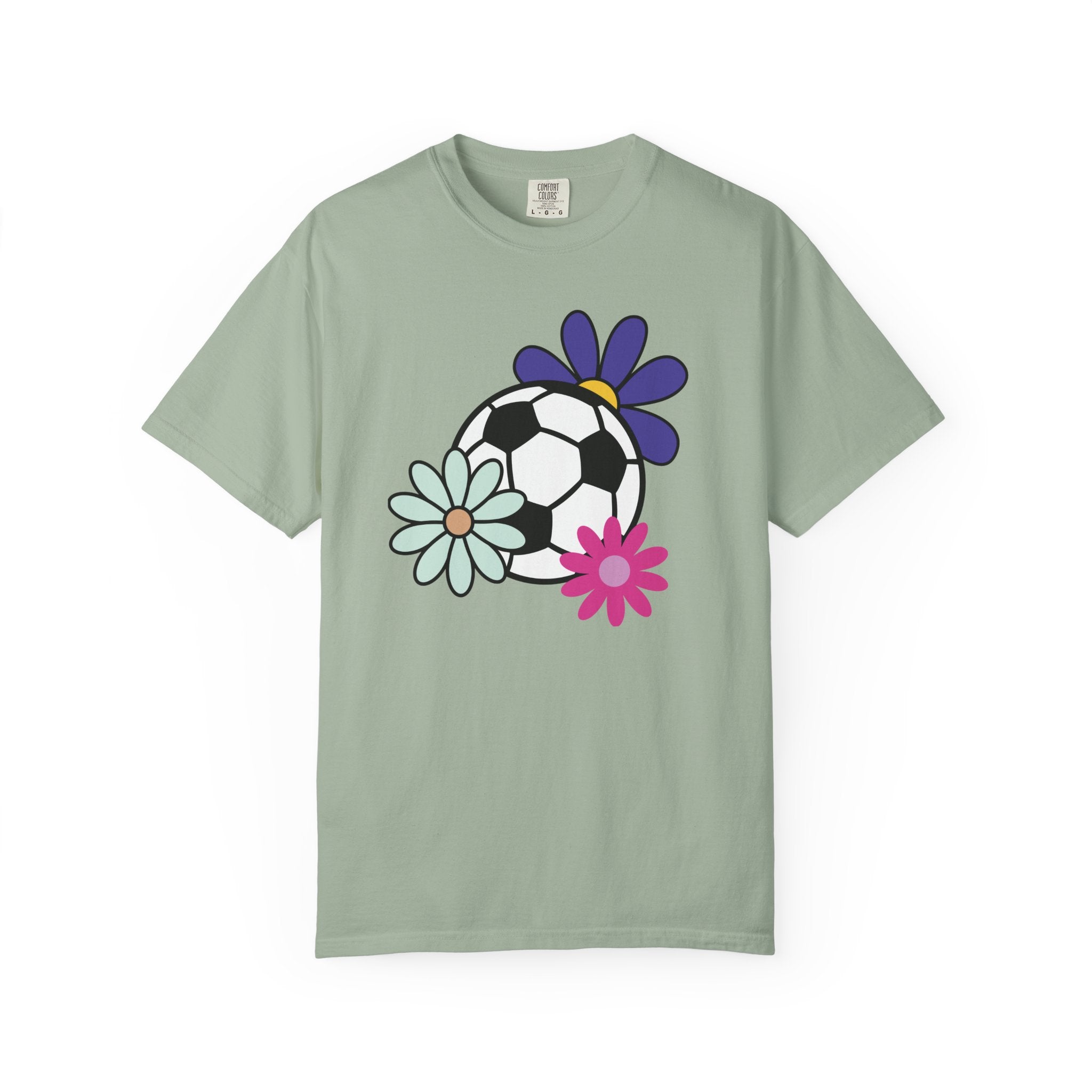 Groovy Flower Soccer Unisex Short Sleeve Cotton Comfort Colors Causal Sportswear T-Shirt, Summer, Sports, Bright